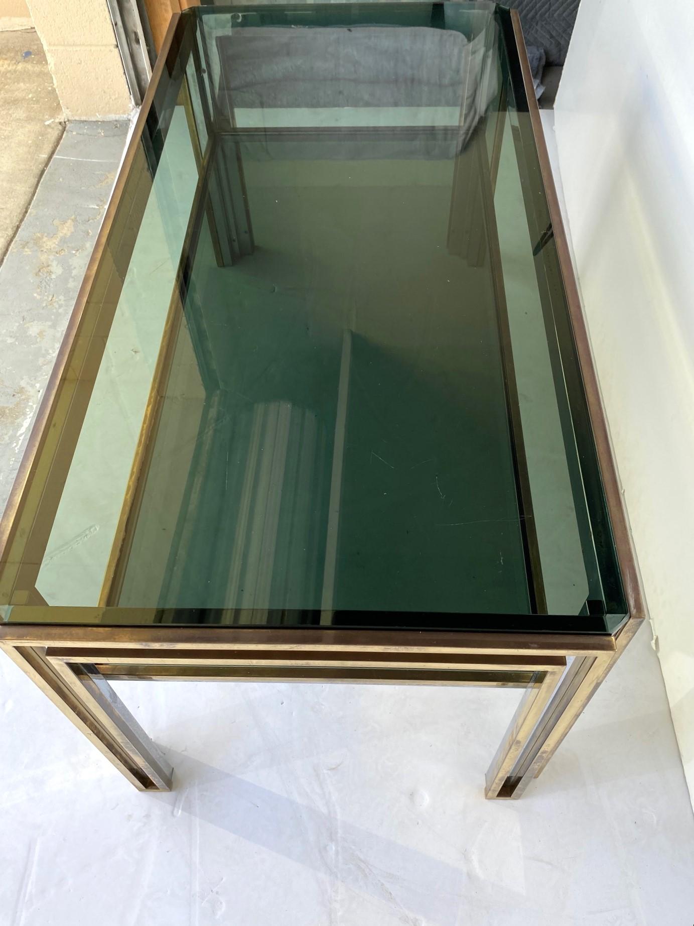 2-Tier Brass & Chrome Coffee Table by Romeo Rega For Sale 1