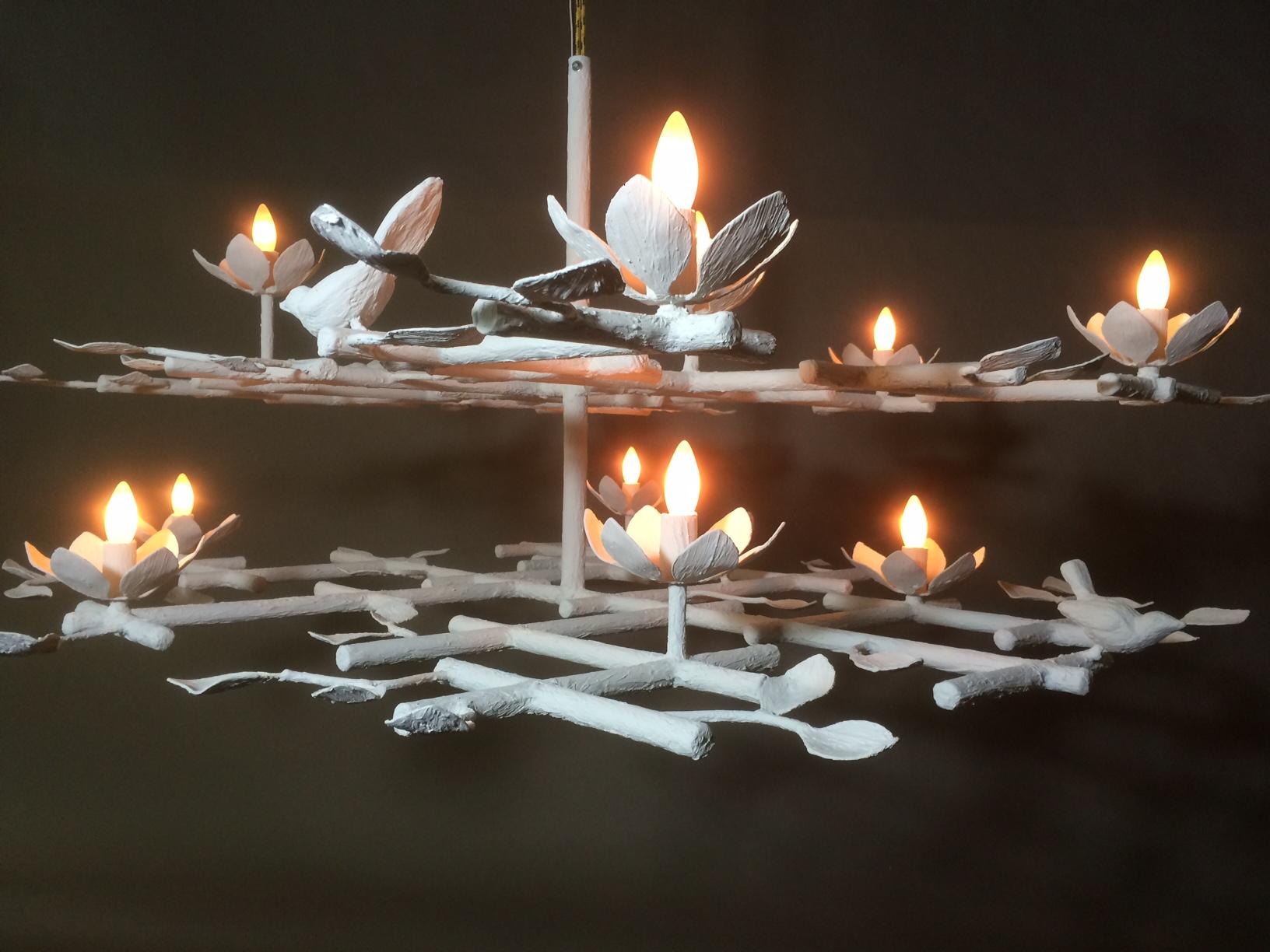 XXI secolo e contemporaneo Lampadario da giardino in gesso a 2 livelli in vendita