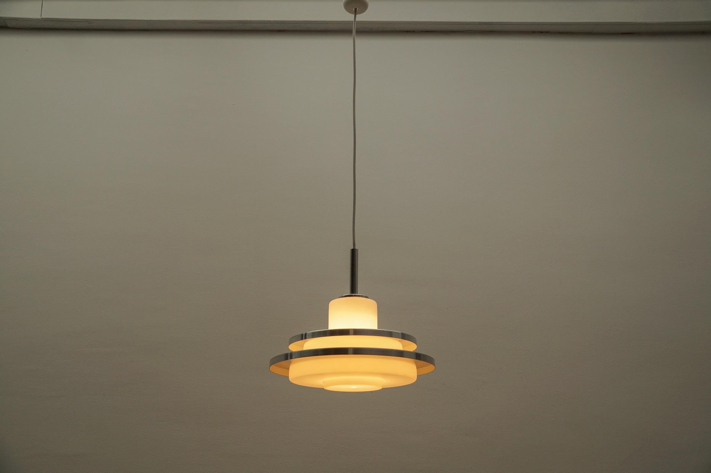 2-tier opal glass lamp by Doria Leuchten, 1960s Germany For Sale 7