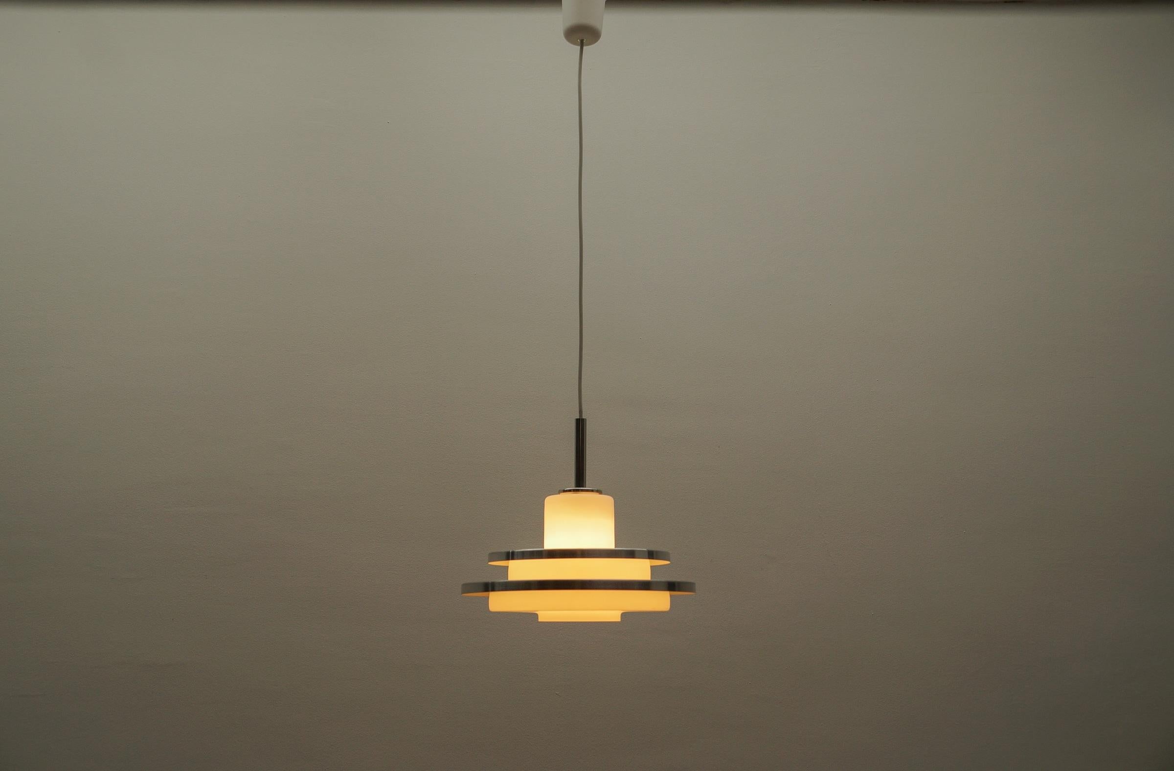2-tier opal glass lamp by Doria Leuchten, 1960s Germany In Good Condition For Sale In Nürnberg, Bayern
