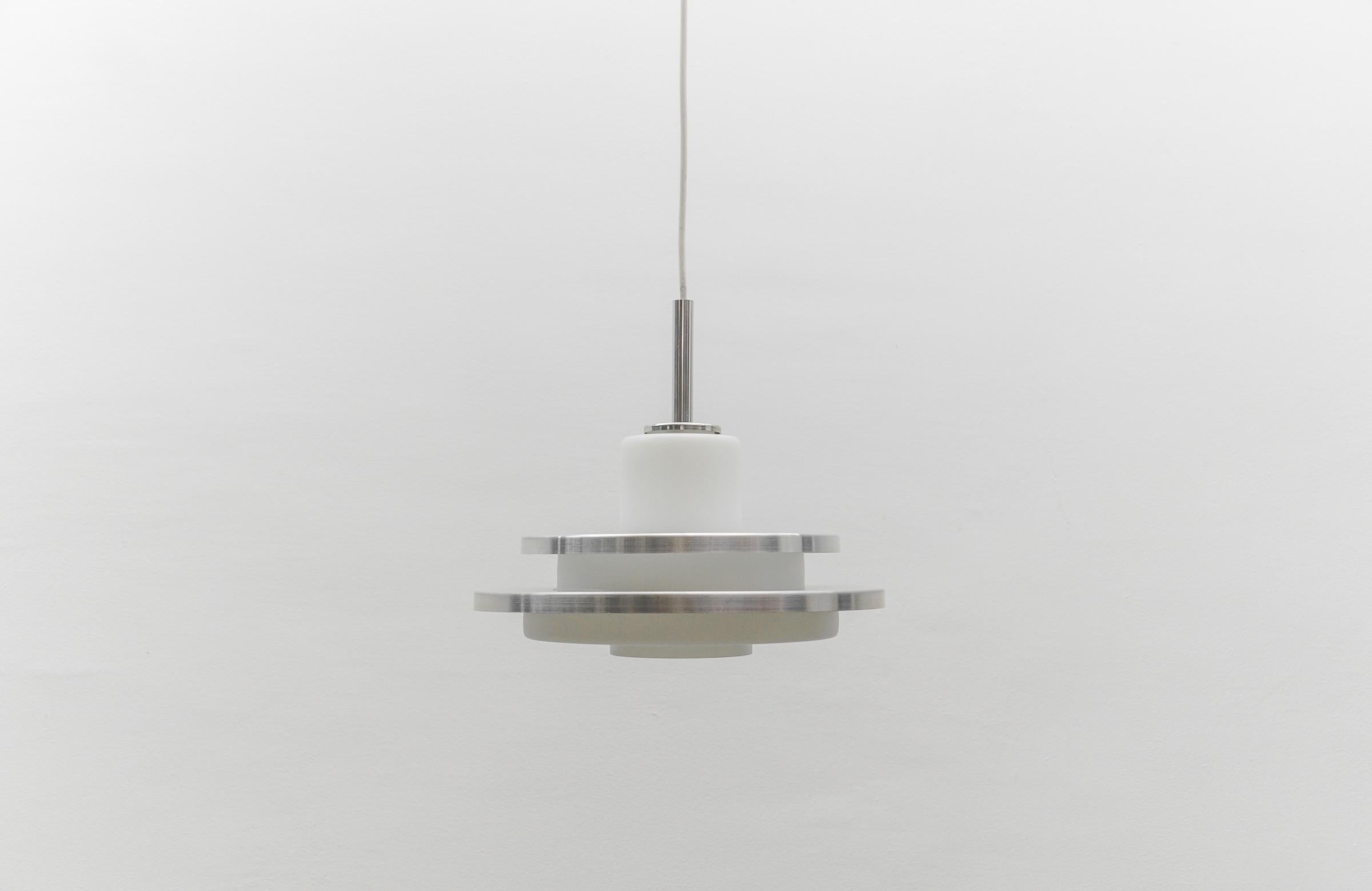 Aluminum 2-tier opal glass lamp by Doria Leuchten, 1960s Germany For Sale