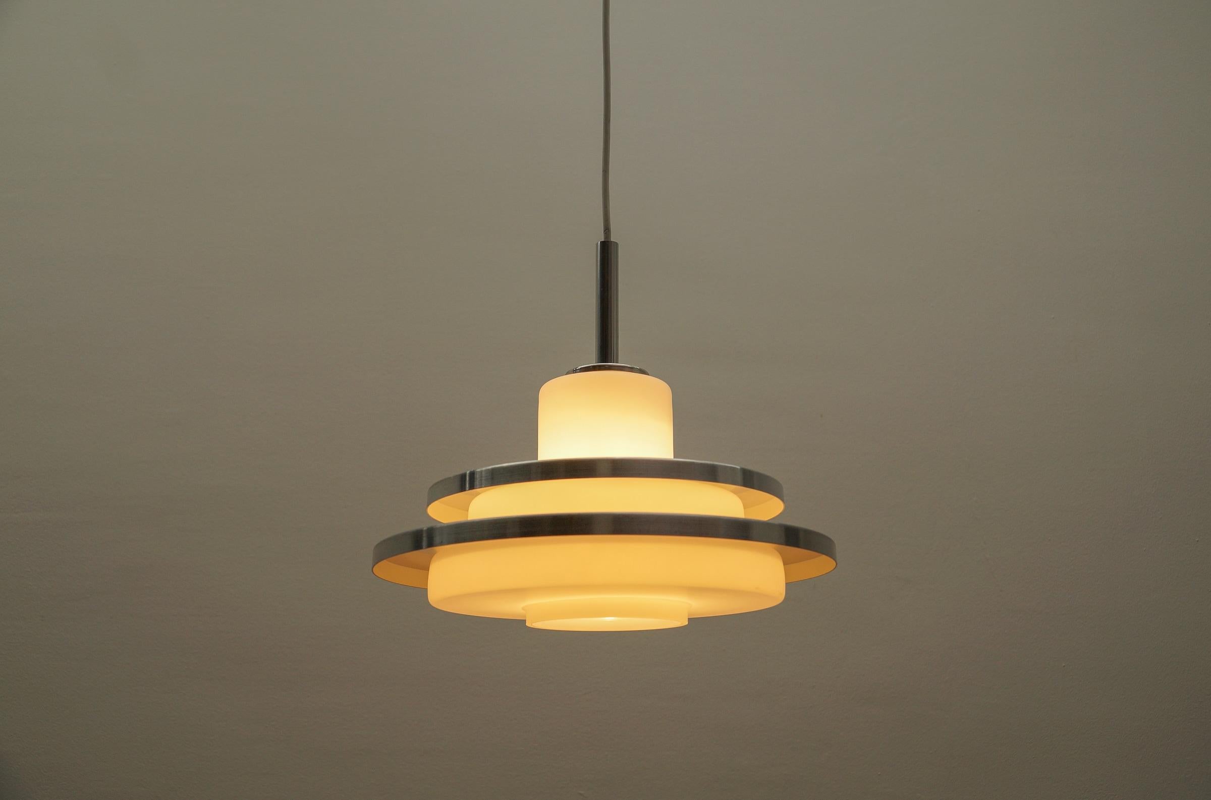 2-tier opal glass lamp by Doria Leuchten, 1960s Germany For Sale 3