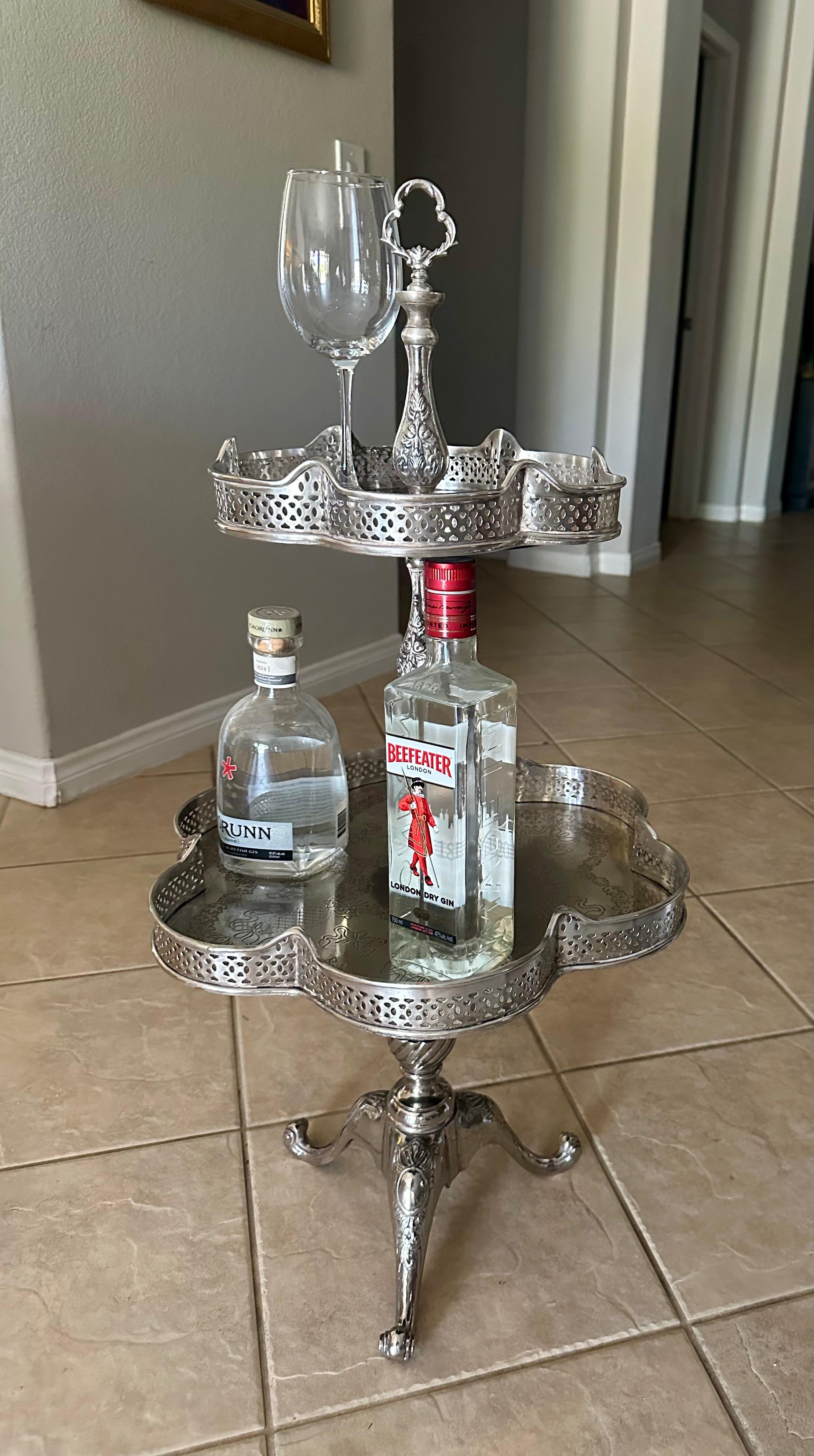 2-Tier Regency Silverplate Dessert/Beverage Etagere Display Table For Sale 13