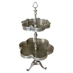 2-Tier Regency Silverplate Dessert/Beverage Etagere Display Table