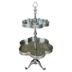 2-Tier Regency Silverplate Dessert/Beverage Etagere Display Table