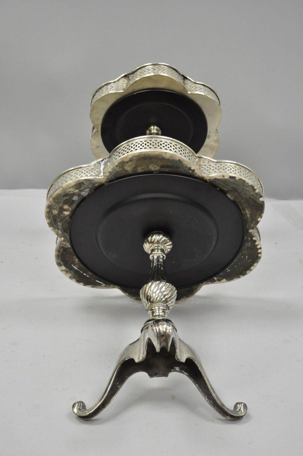 2-Tier Silver Plated Regency Style Dessert Tray Stand Platter Centerpiece Tazza 1