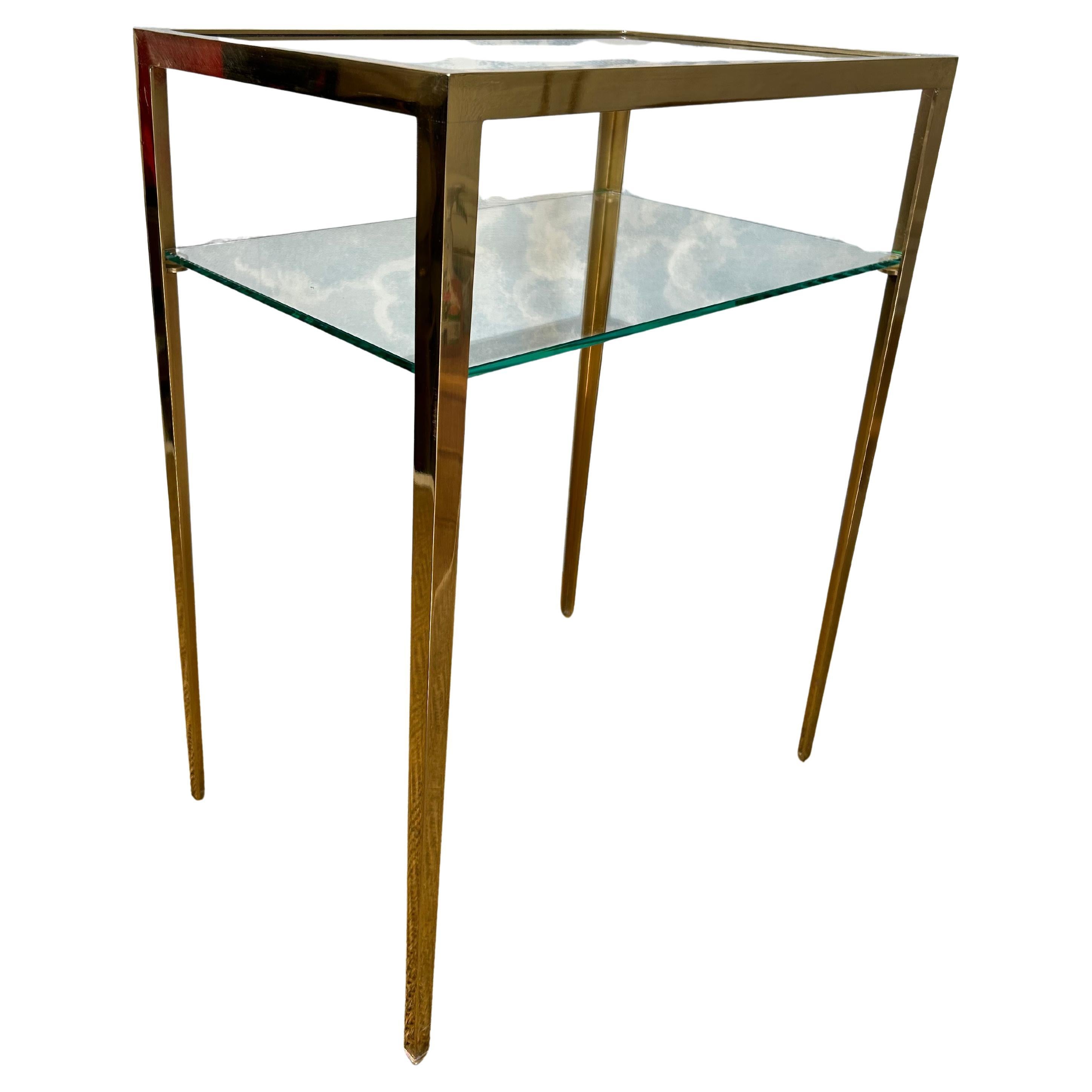 2-Tiered Brass Side Table by Vereinigte Werkstätten, Germany 1960's For Sale