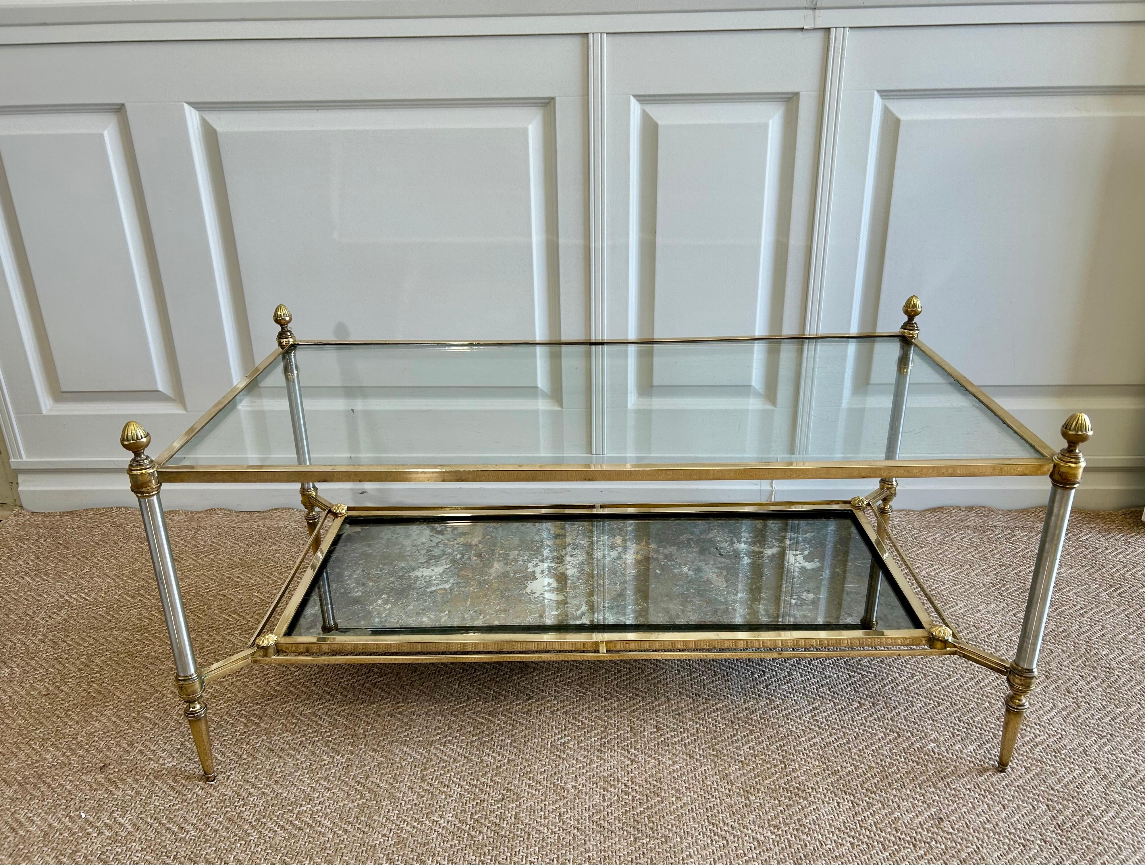 Mid-20th Century 2-Tiered Coffee Table by Maison Jansen, France, 1960's in Neoclassical Style For Sale