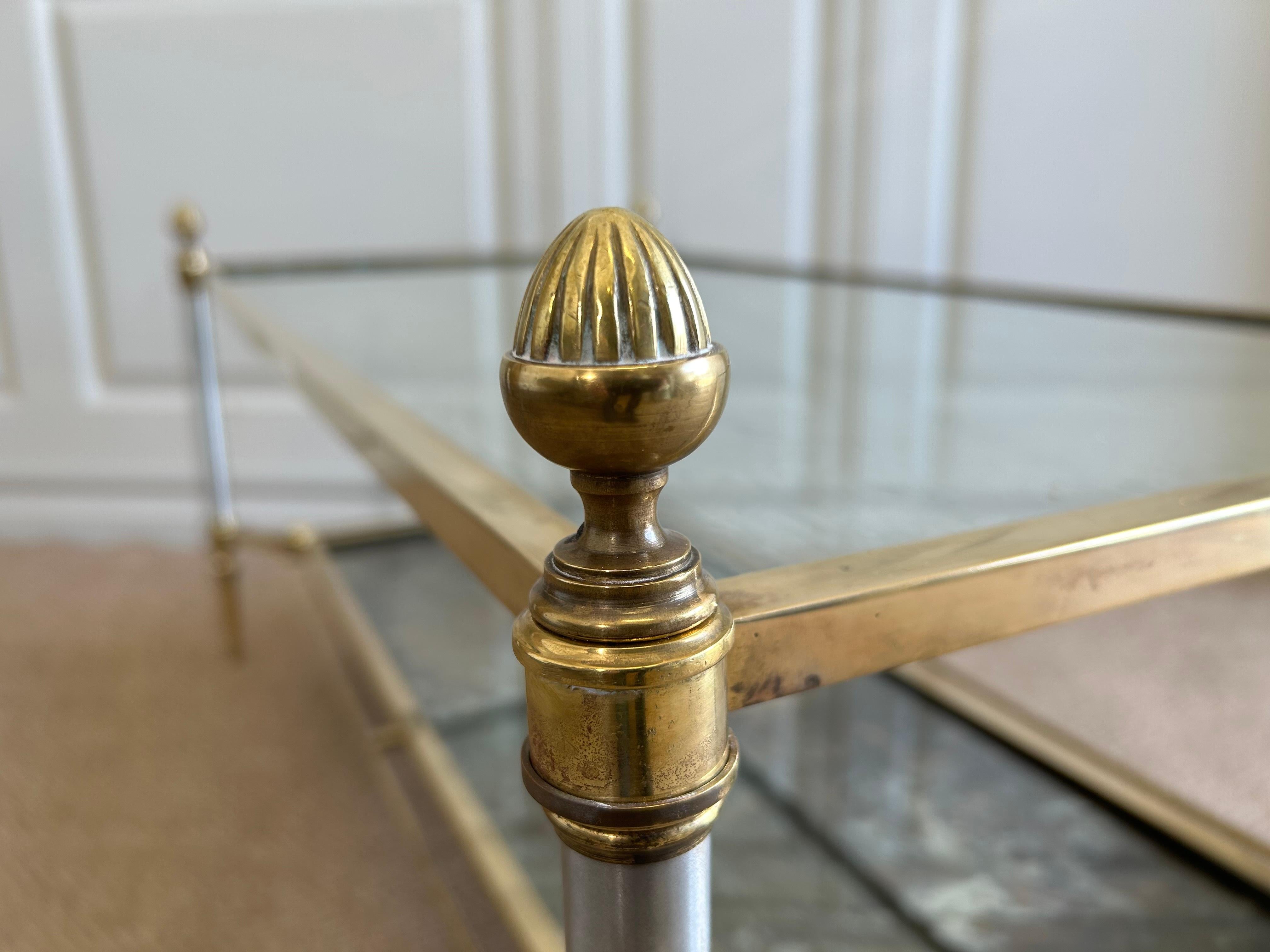 Brass 2-Tiered Coffee Table by Maison Jansen, France, 1960's in Neoclassical Style For Sale