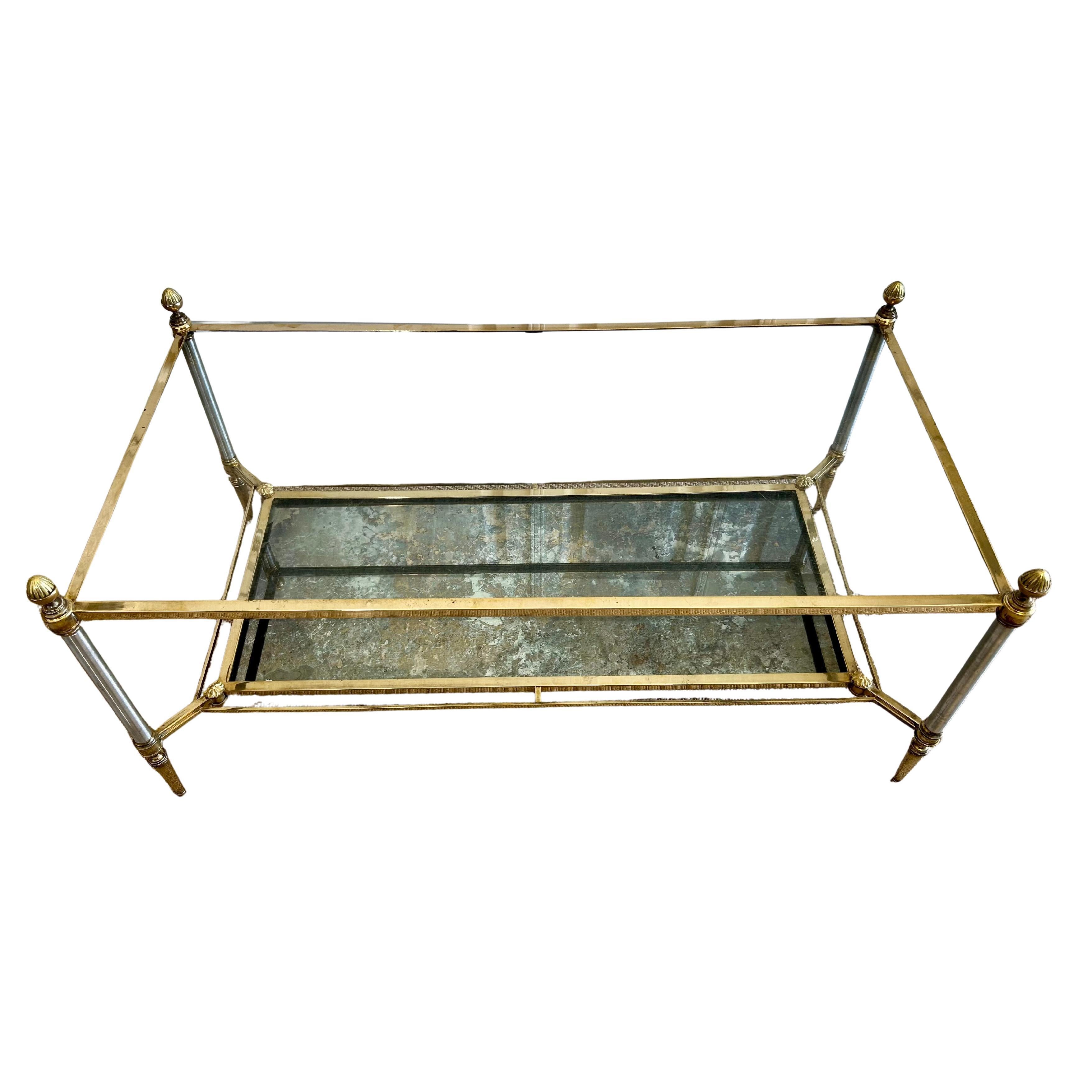 2-Tiered Coffee Table by Maison Jansen, France, 1960's in Neoclassical Style For Sale