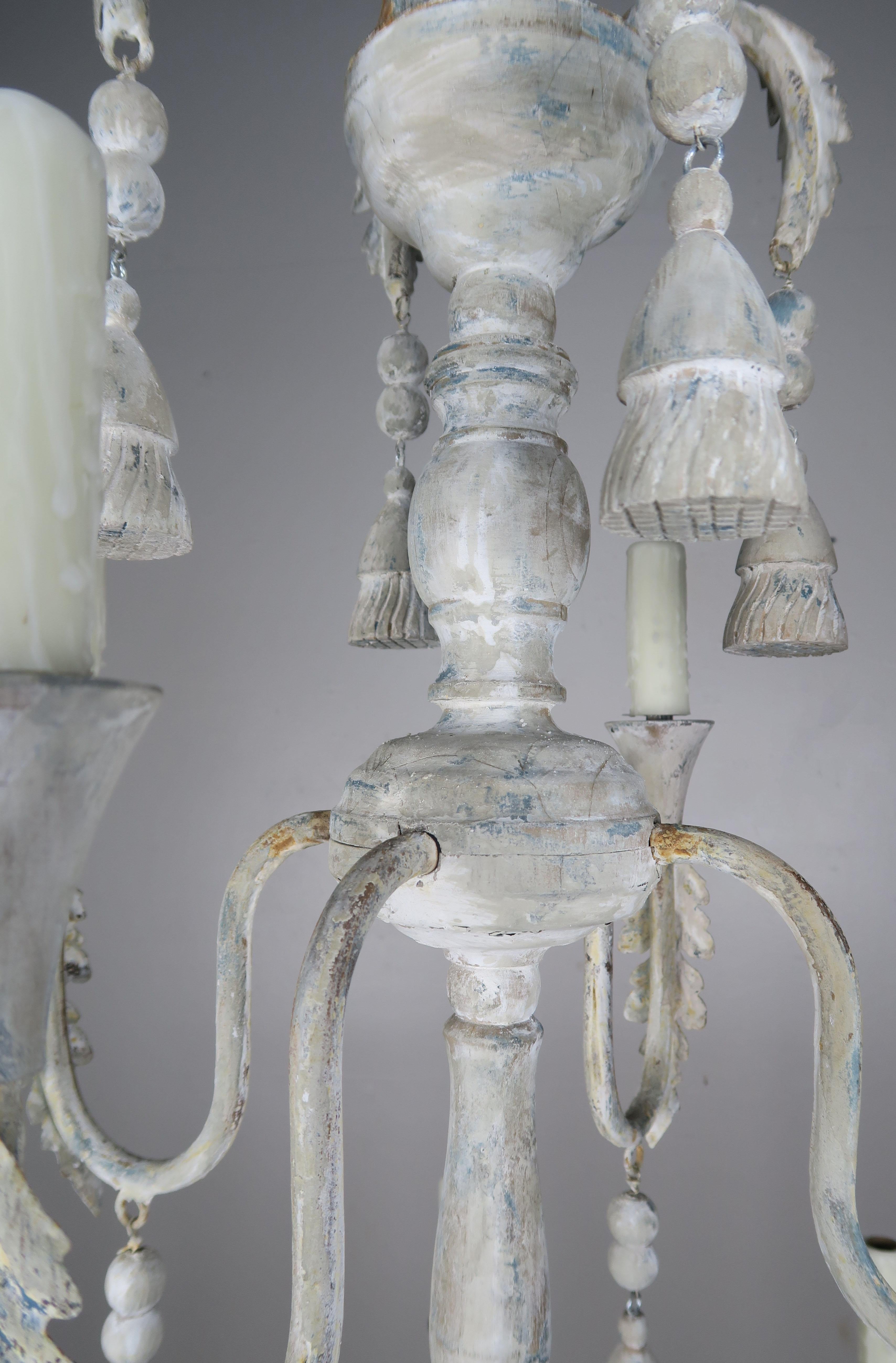 2-Tier Painted Cream Colored Chandeliers with Tassels by Melissa Levinson 2