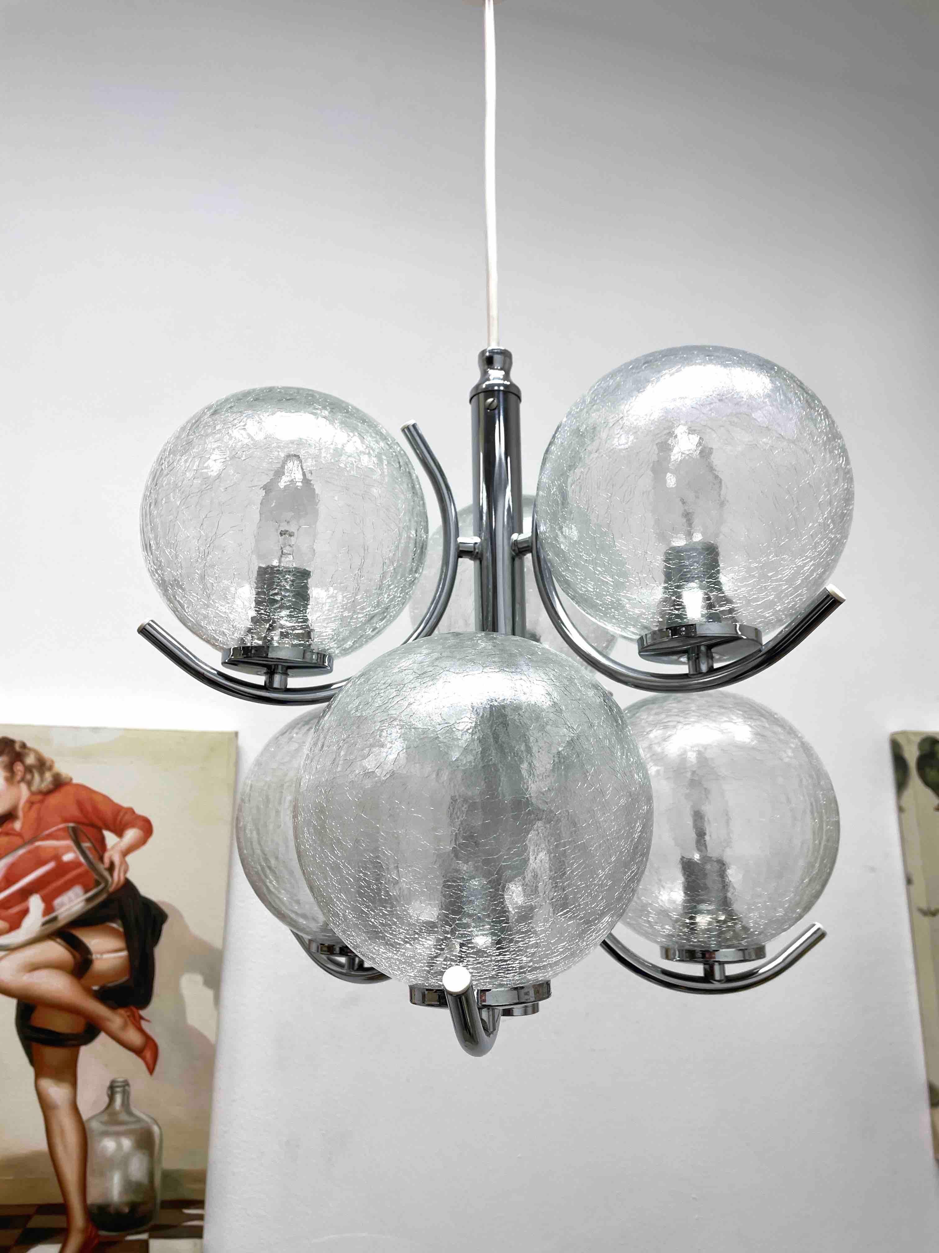 Mid-Century Modern 2 Tiered Richard Essig 6-Arm Space Age Chandelier, 1970s, Germany For Sale