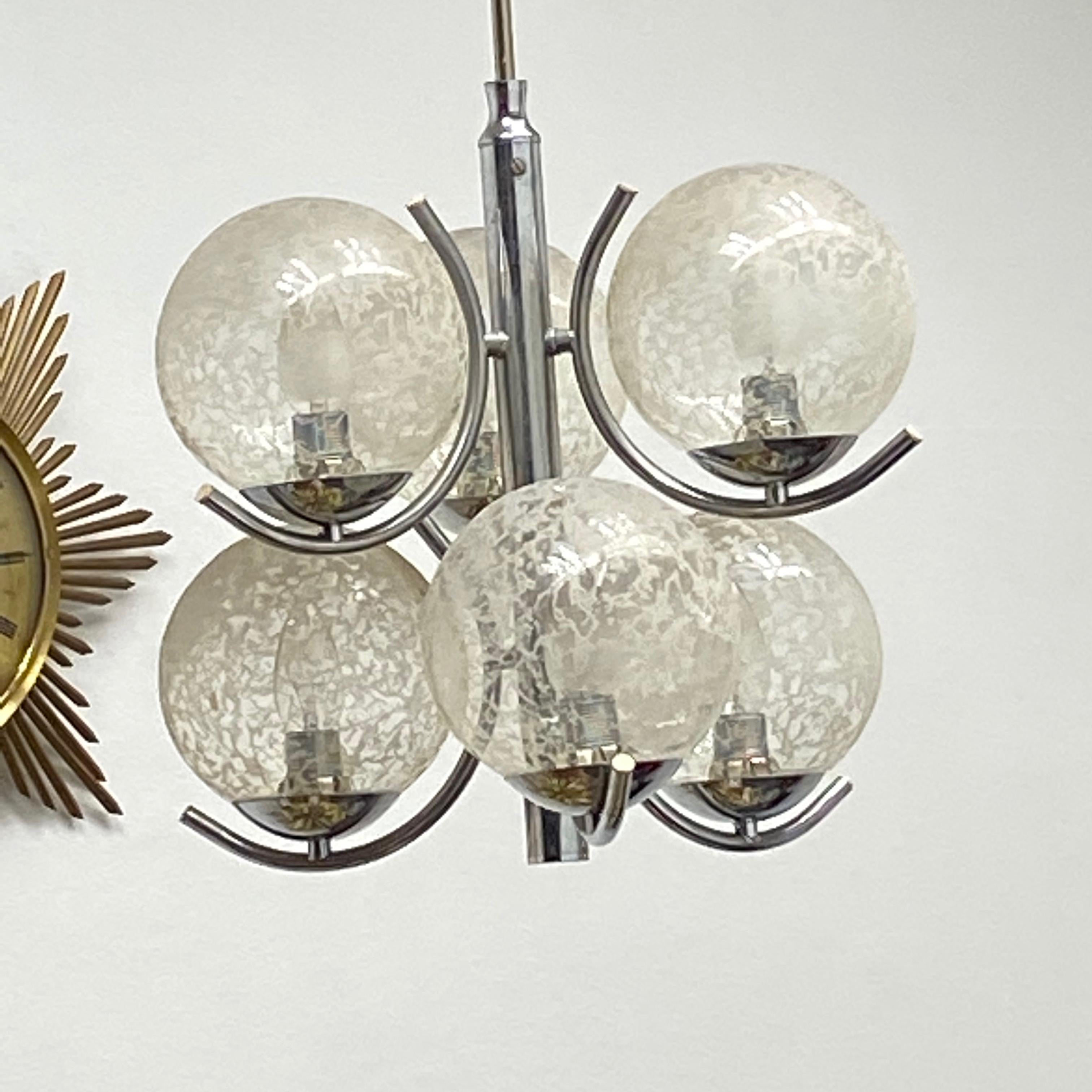 2 Tiered Richard Essig 6-Arm Space Age Chandelier, 1970s, Germany In Good Condition For Sale In Nuernberg, DE