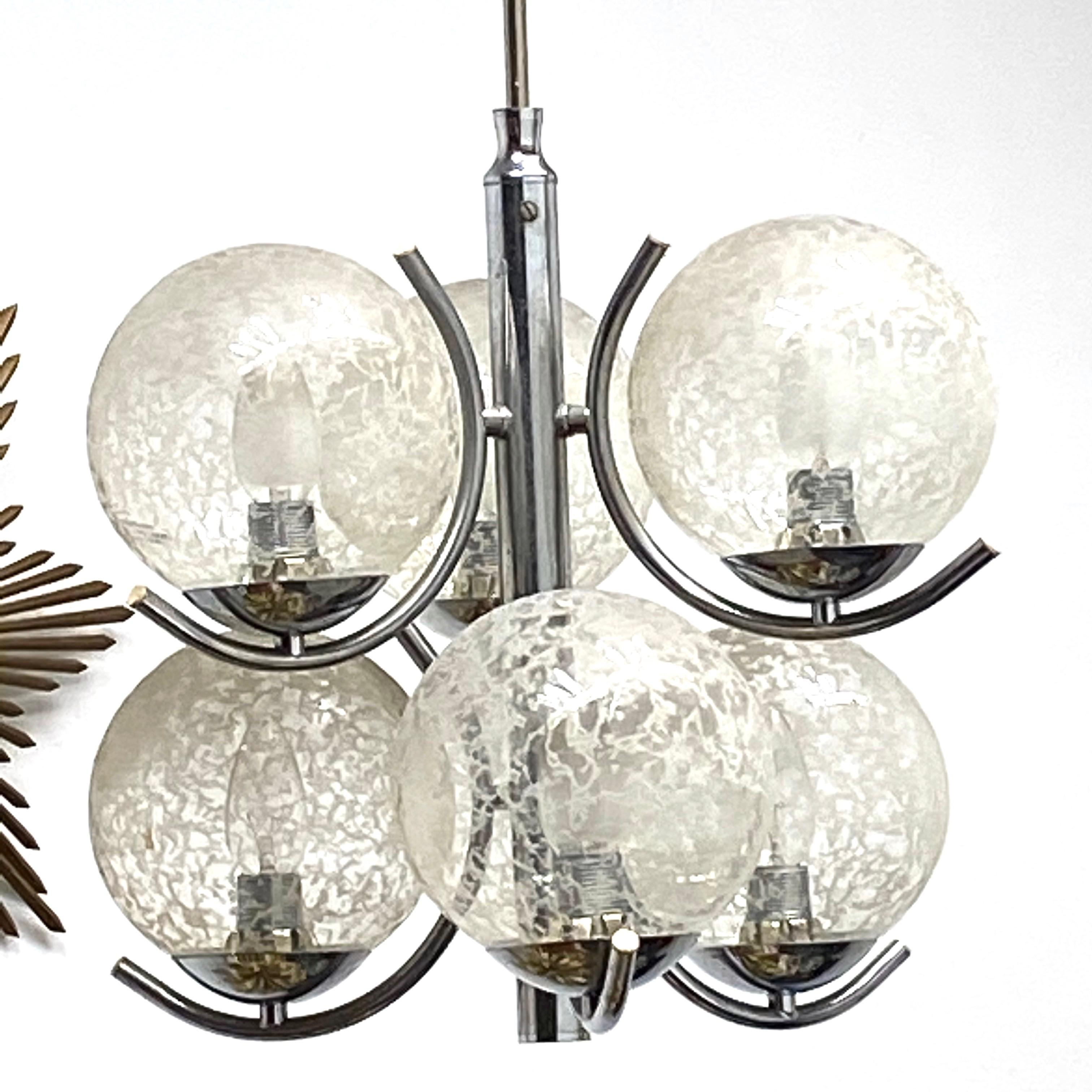 Mid-20th Century 2 Tiered Richard Essig 6-Arm Space Age Chandelier, 1970s, Germany For Sale