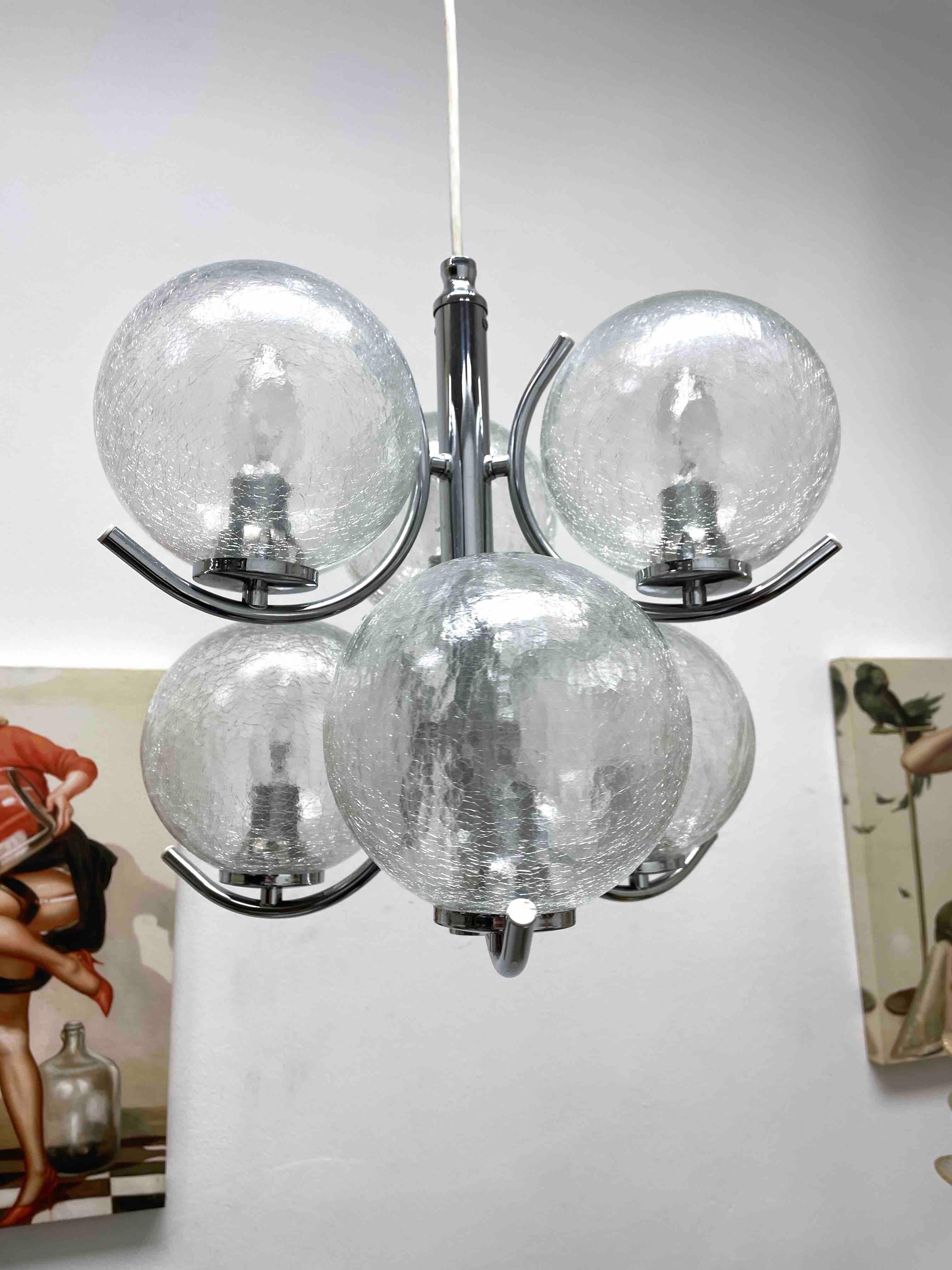 2 Tiered Richard Essig 6-Arm Space Age Chandelier, 1970s, Germany For Sale 1