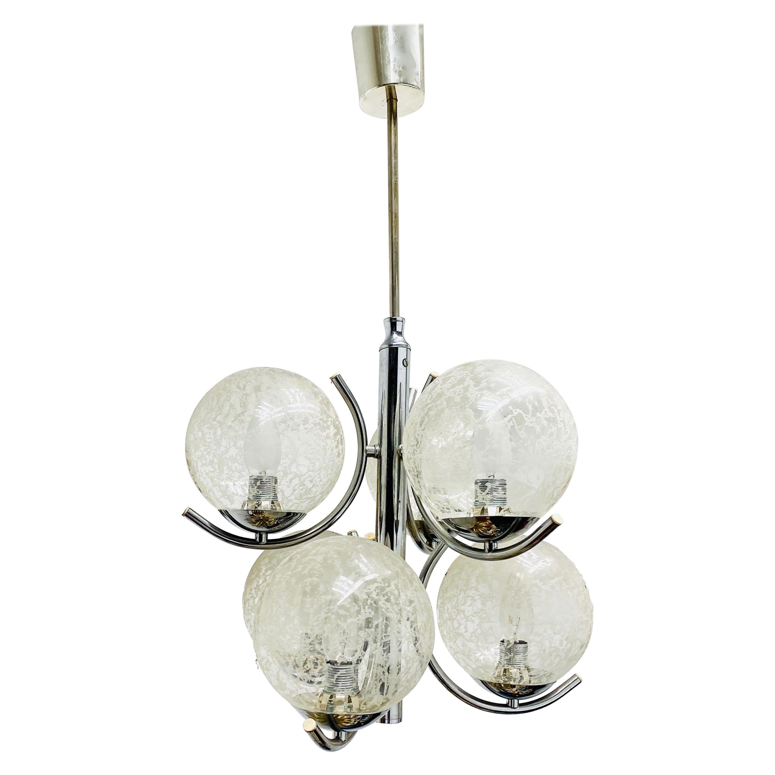 2 Tiered Richard Essig 6-Arm Space Age Chandelier, 1970s, Germany For Sale