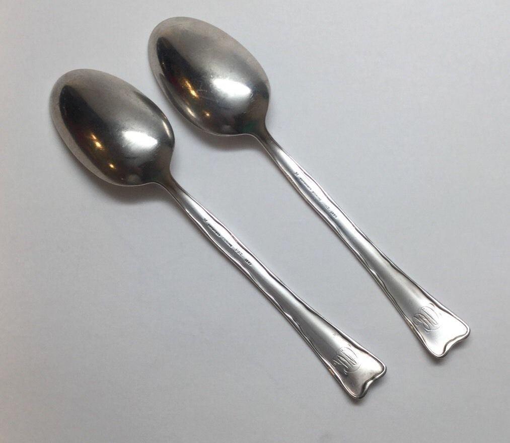 2 Tiffany & Co. Lap over Edge Etched Birds Sterling Silver Teaspoons In Good Condition In Washington Depot, CT