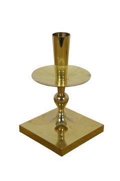 2 Portacandele in ottone massiccio di Tommi Parzinger Dorlyn Silversmiths da 7 pollici