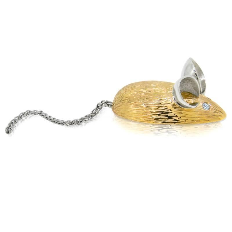 Designed and created by Imp Jewellery is our adorable 'Topolino' Mouse Brooch (topolino meaning baby mouse in Italian).

The mouse features 2 diamond eyes and a wheat chain tail. Currently available in 9ct yellow gold body with 9ct white gold tail