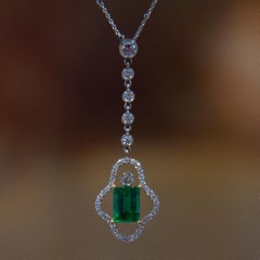 2-Tone Diamond Emerald Pendant