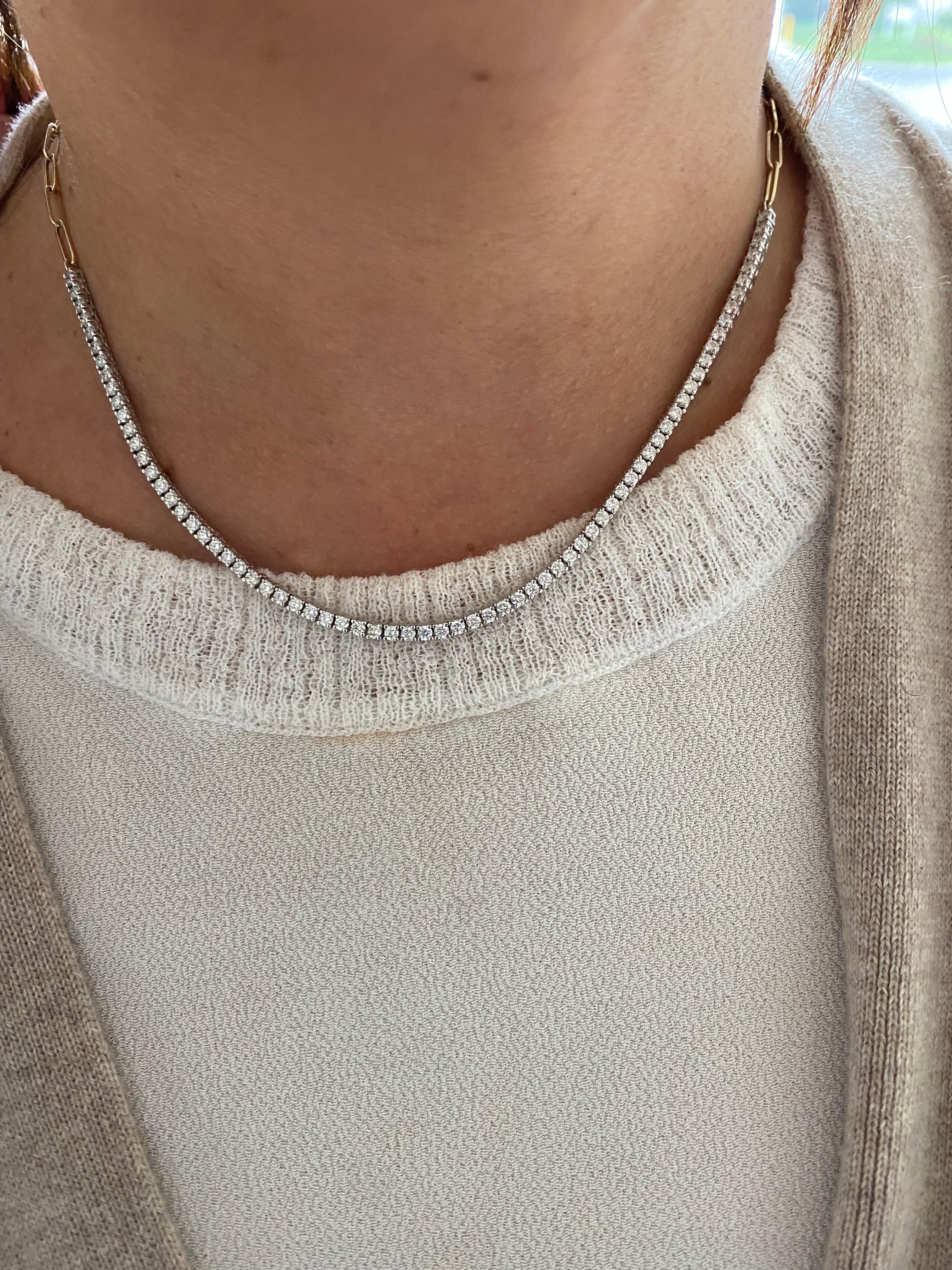 Moderne Collier à clips en diamants 2 tons 2,85 carats en vente