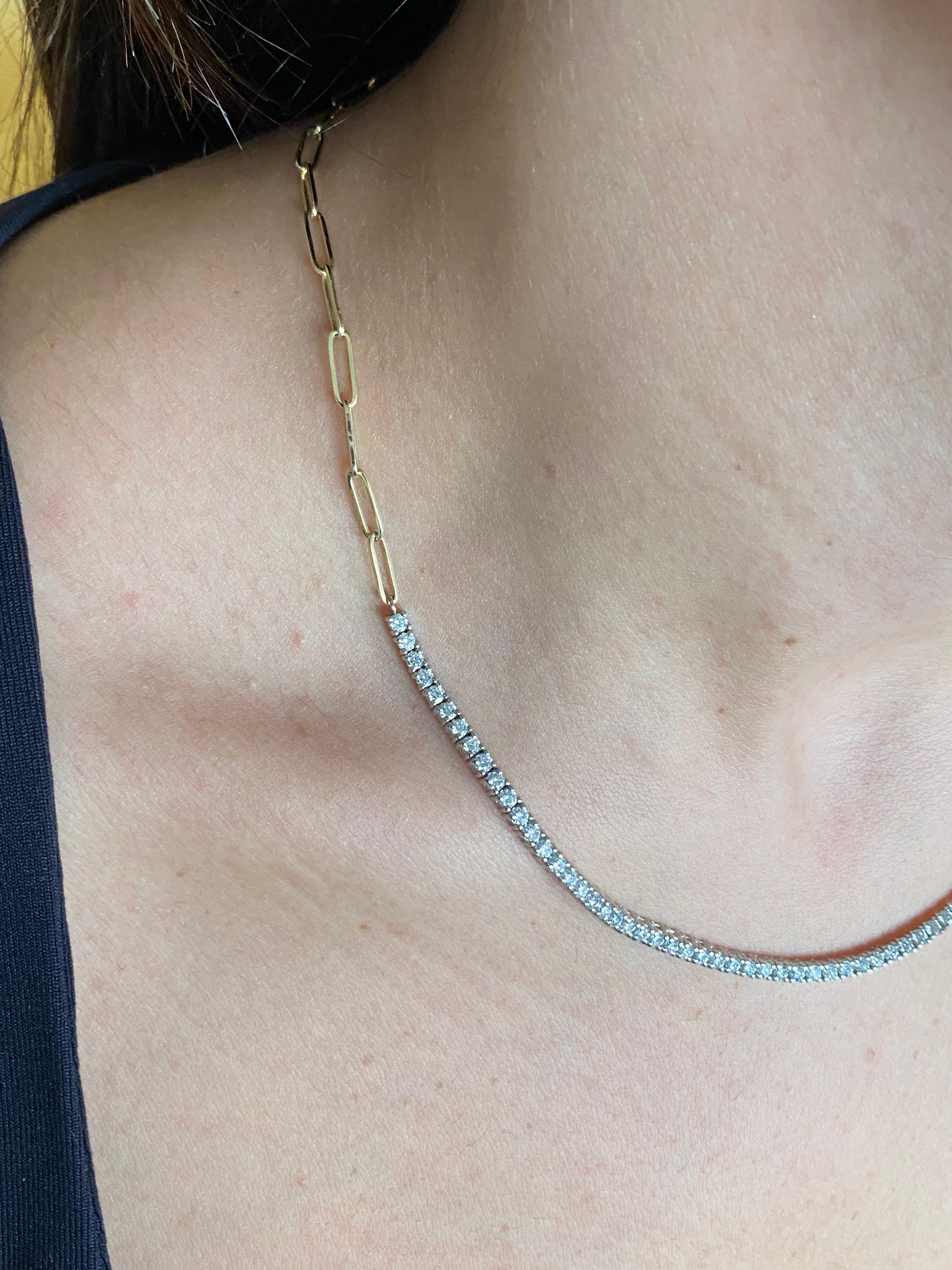 Taille ronde Collier à clips en diamants 2 tons 2,85 carats en vente