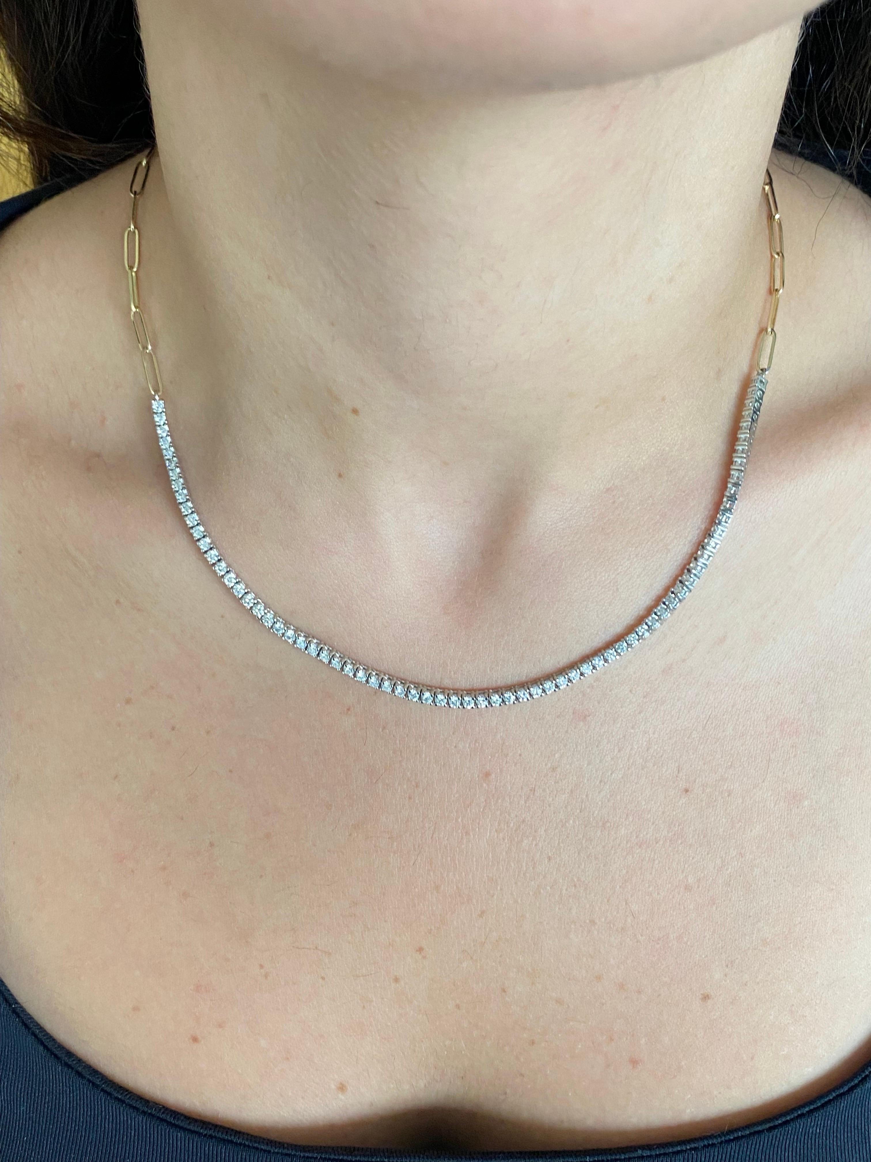Collier à clips en diamants 2 tons 2,85 carats Neuf - En vente à Great Neck, NY