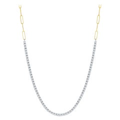 2 Tone Diamond Paperclip Necklace 2.85 Ct
