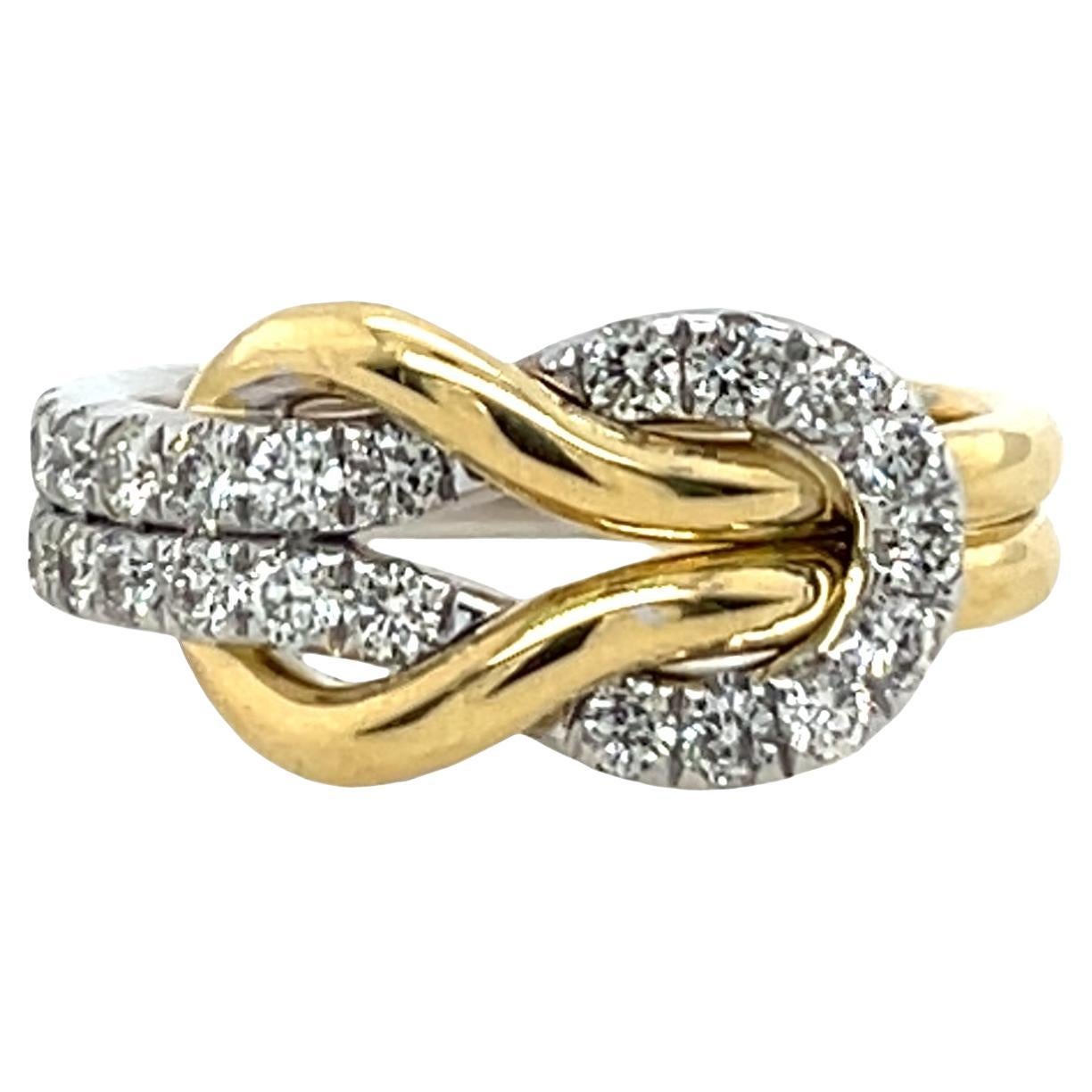 Bague à double diamant bicolore - or jaune et blanc 18ct (0,50ct)