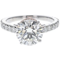 2-Tone Engagement Ring with 2.42 Carat Center Stone and Diamond Pave (Certified)