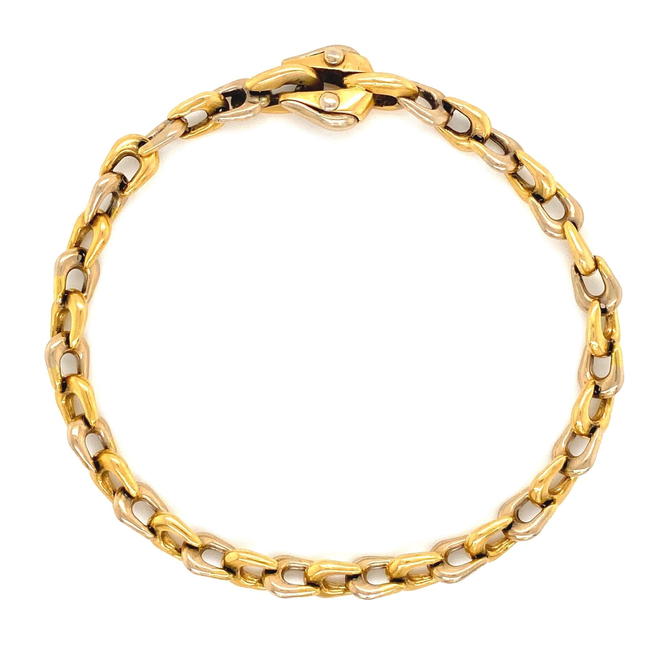 2 Tone Gold Deluxe Link Bracelet Fine Estate Jewelry Estate Fine Jewelry In Excellent Condition For Sale In Montreal, QC