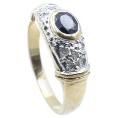 2 Tone Gold Traditional Sapphire 
Diamond Engagement or Dress Ring