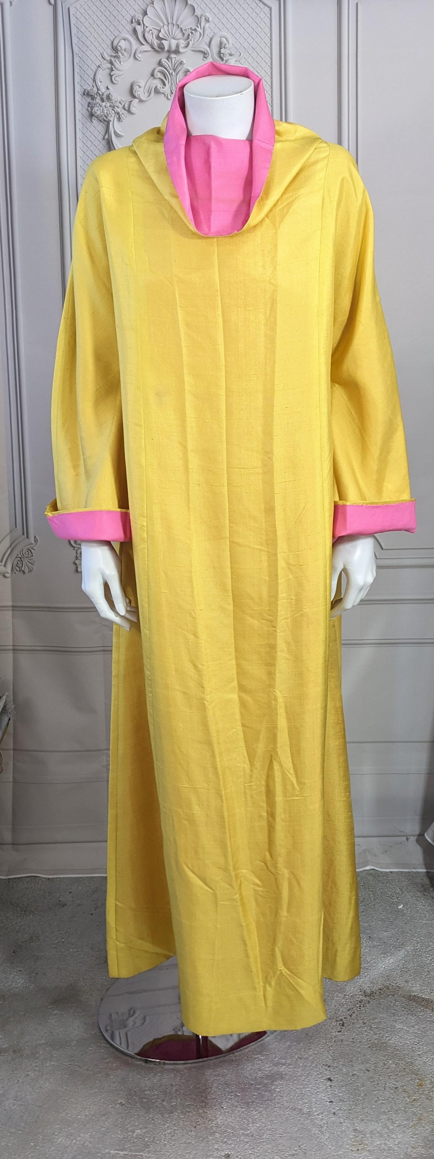  2 Toned Raw Silk Caftan In Good Condition For Sale In New York, NY