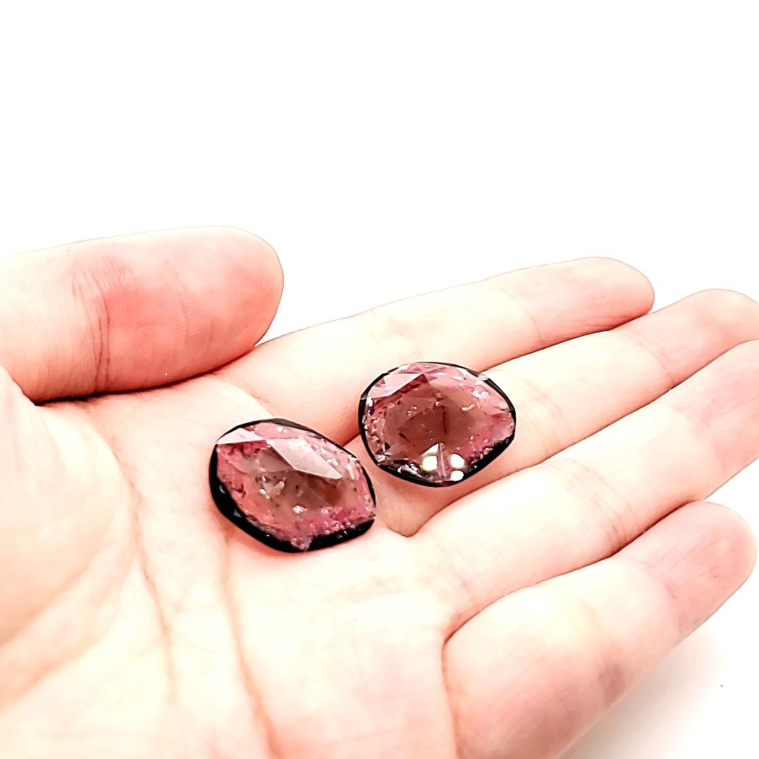Women's or Men's 2 Tourmalines Matching Pair Cts 18.77 For Sale