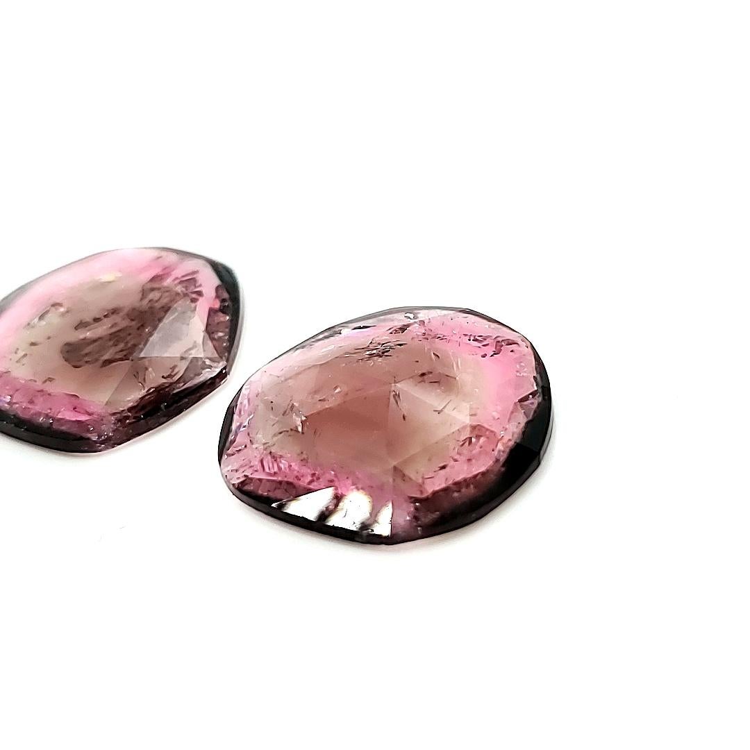 Round Cut 2 Tourmalines Matching Pair Cts 18.77 For Sale