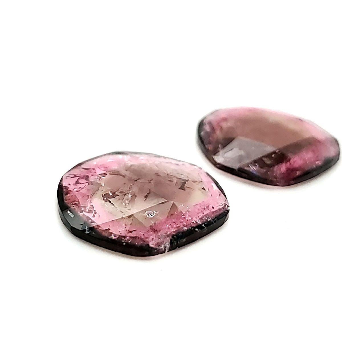 Round Cut 2 Tourmalines Matching Pair Cts 18.77 For Sale