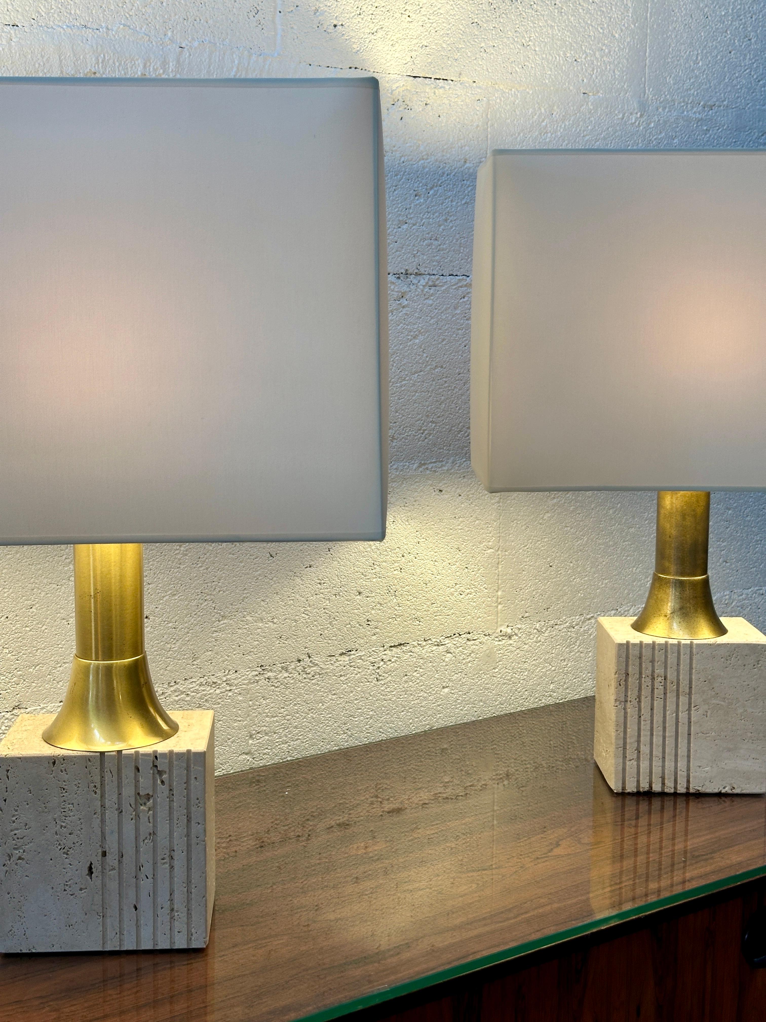2 Lámparas de Travertino (Zonca) Fabricadas en Italia 1960 en venta 9