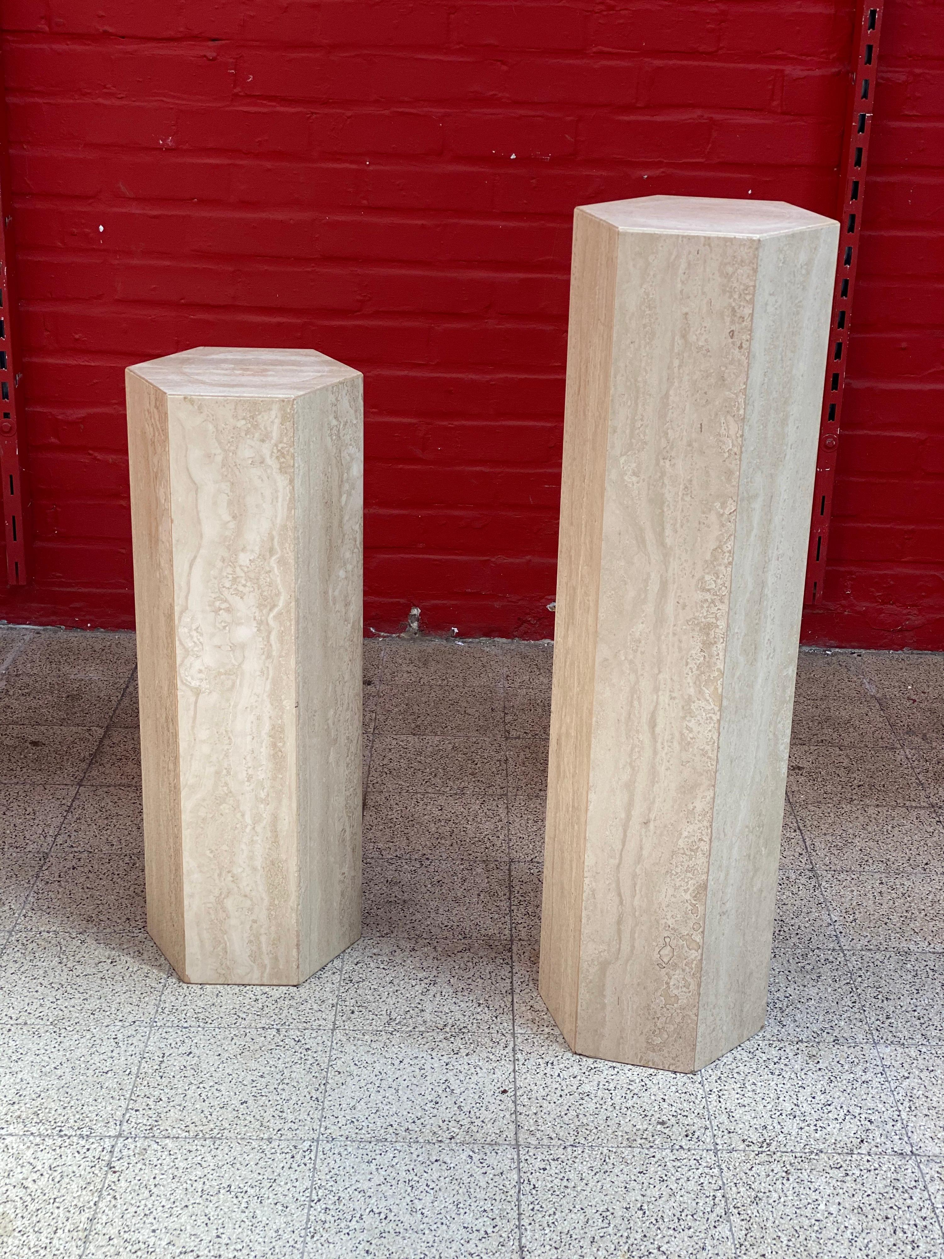 2 Travertine Pedestals circa 1960 the Price is for One For Sale 4