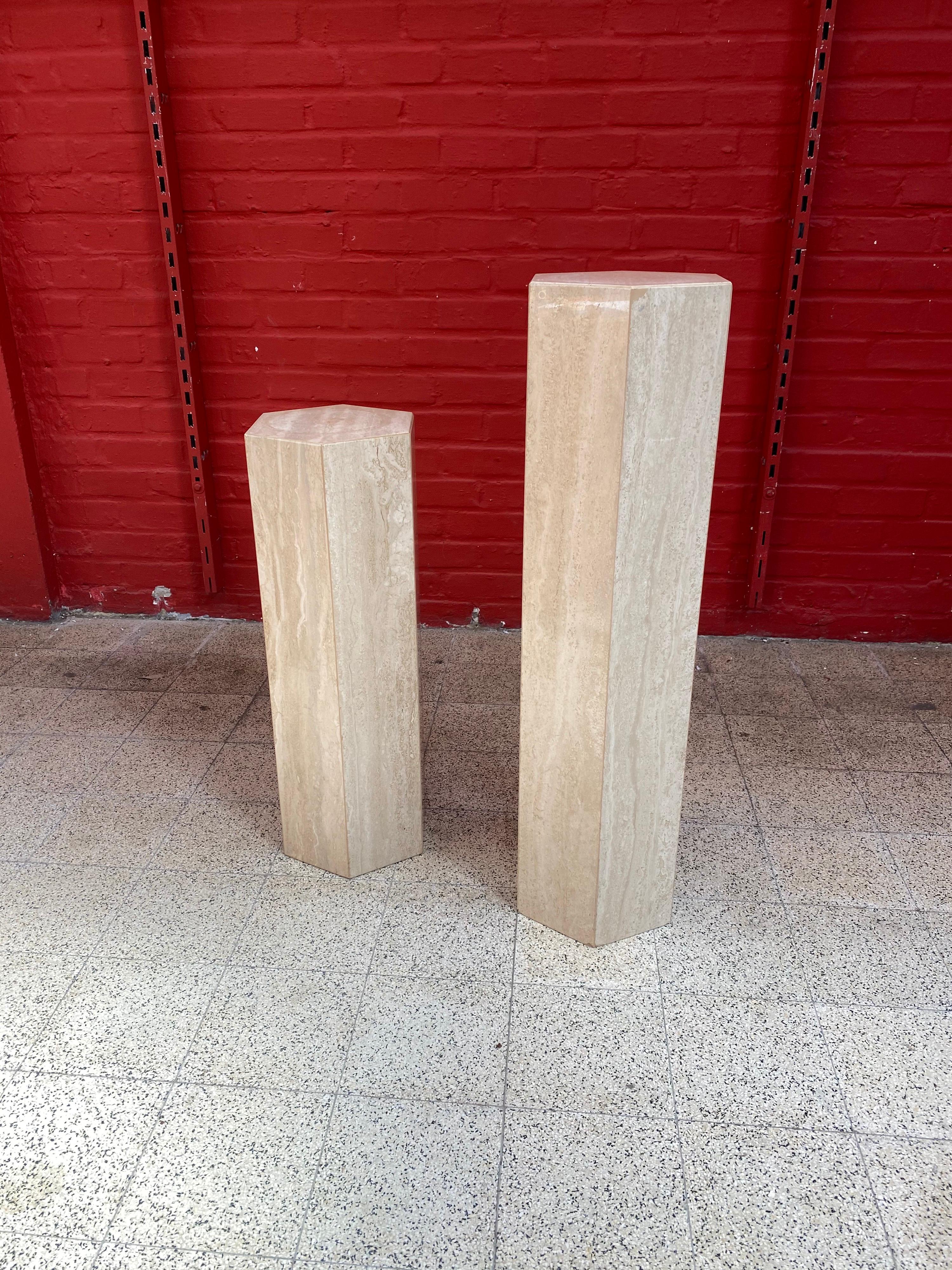 2 Travertine Pedestals circa 1960 the Price is for One For Sale 5