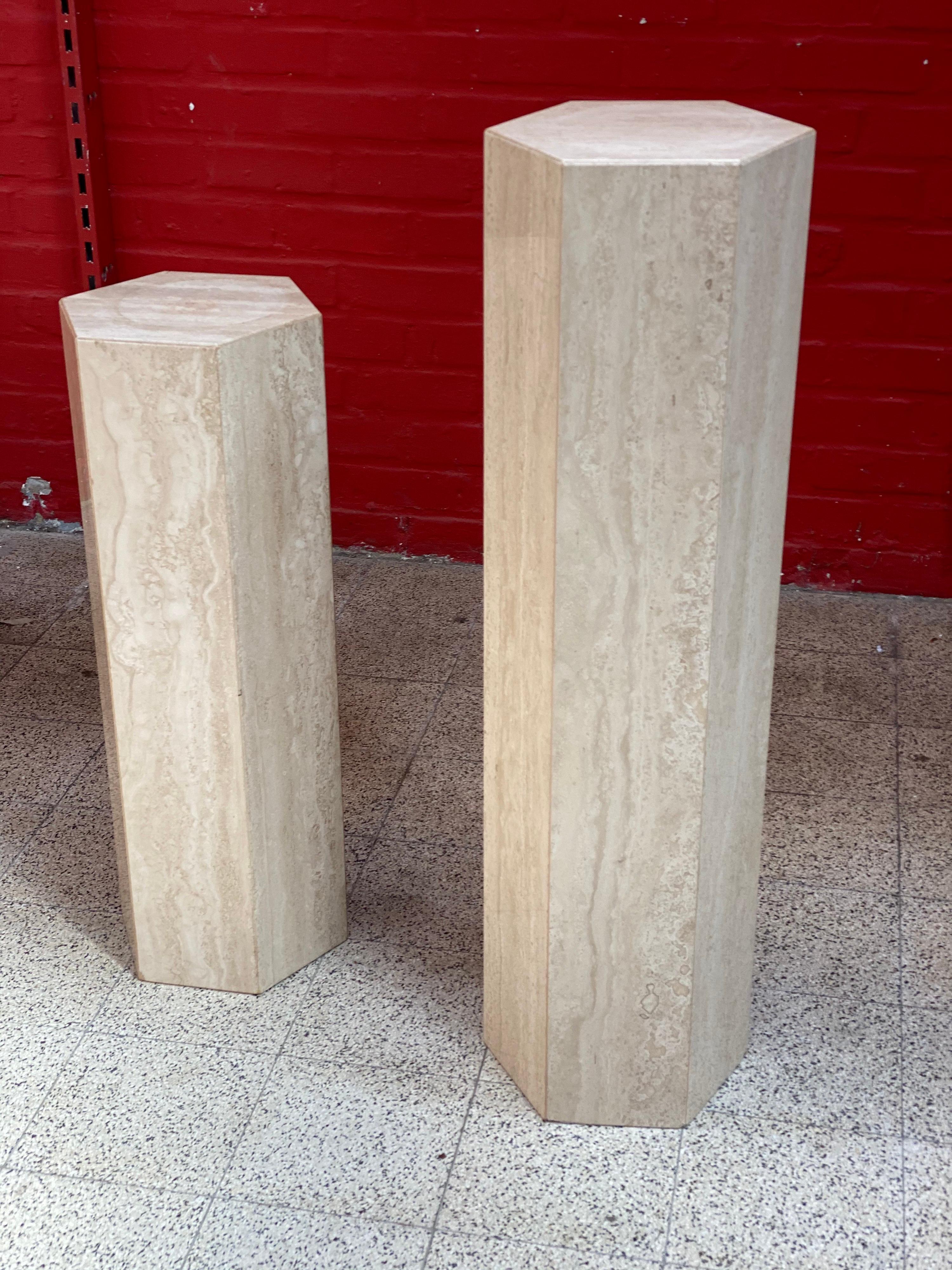 2 Travertine Pedestals circa 1960 the Price is for One For Sale 6