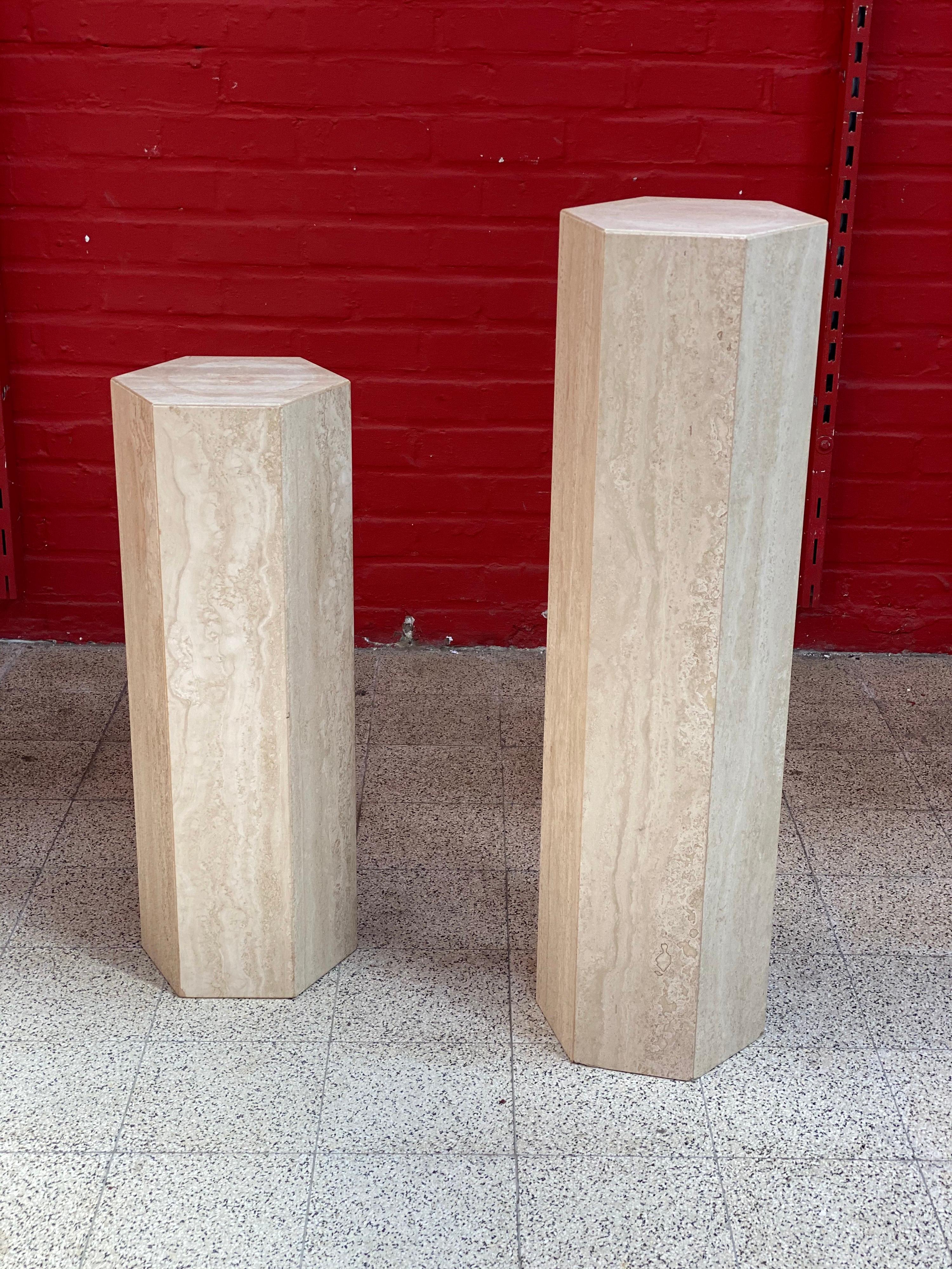 2 Travertine Pedestals circa 1960 the Price is for One For Sale 7