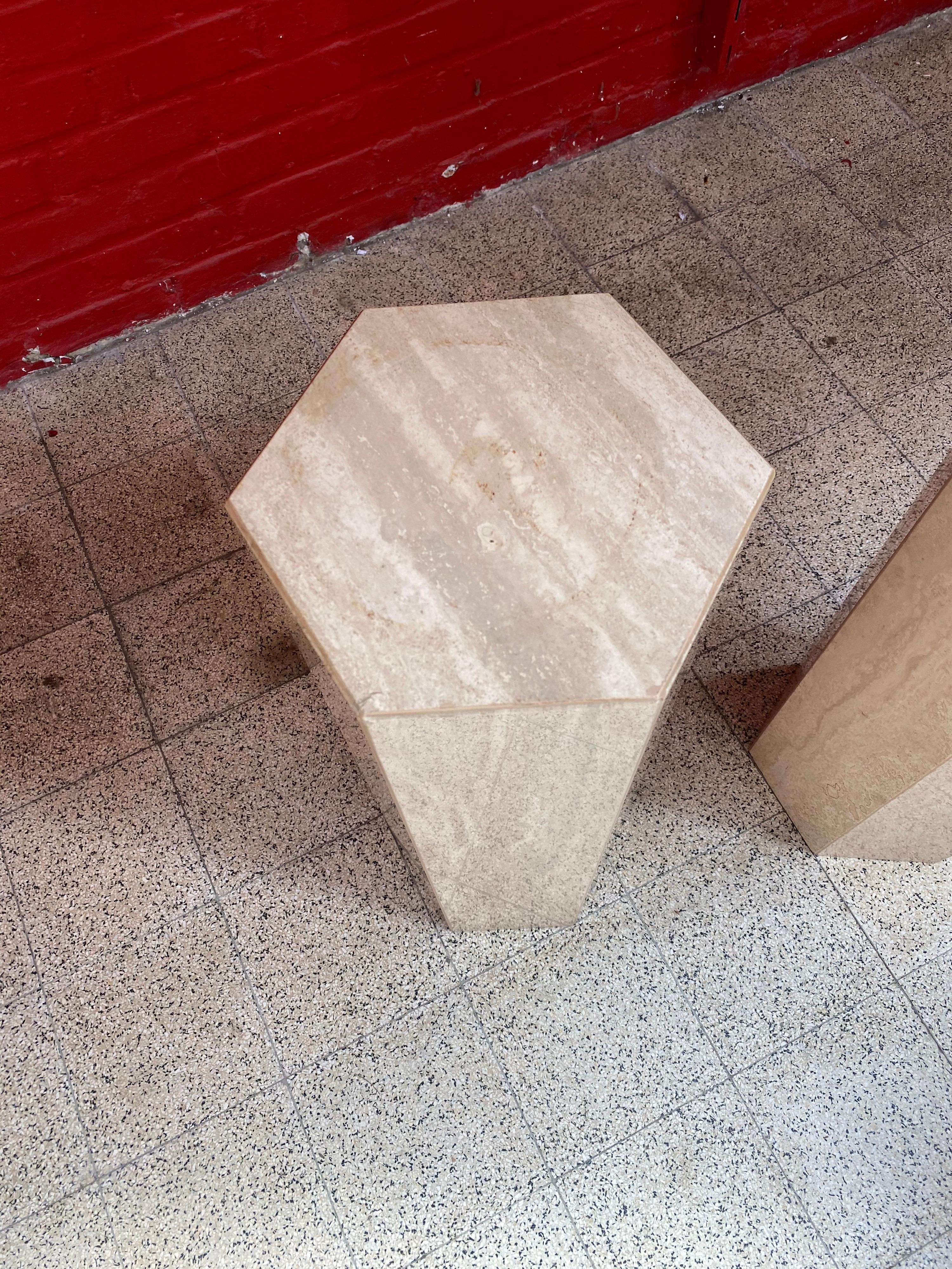 Mid-20th Century 2 Travertine Pedestals circa 1960 the Price is for One For Sale