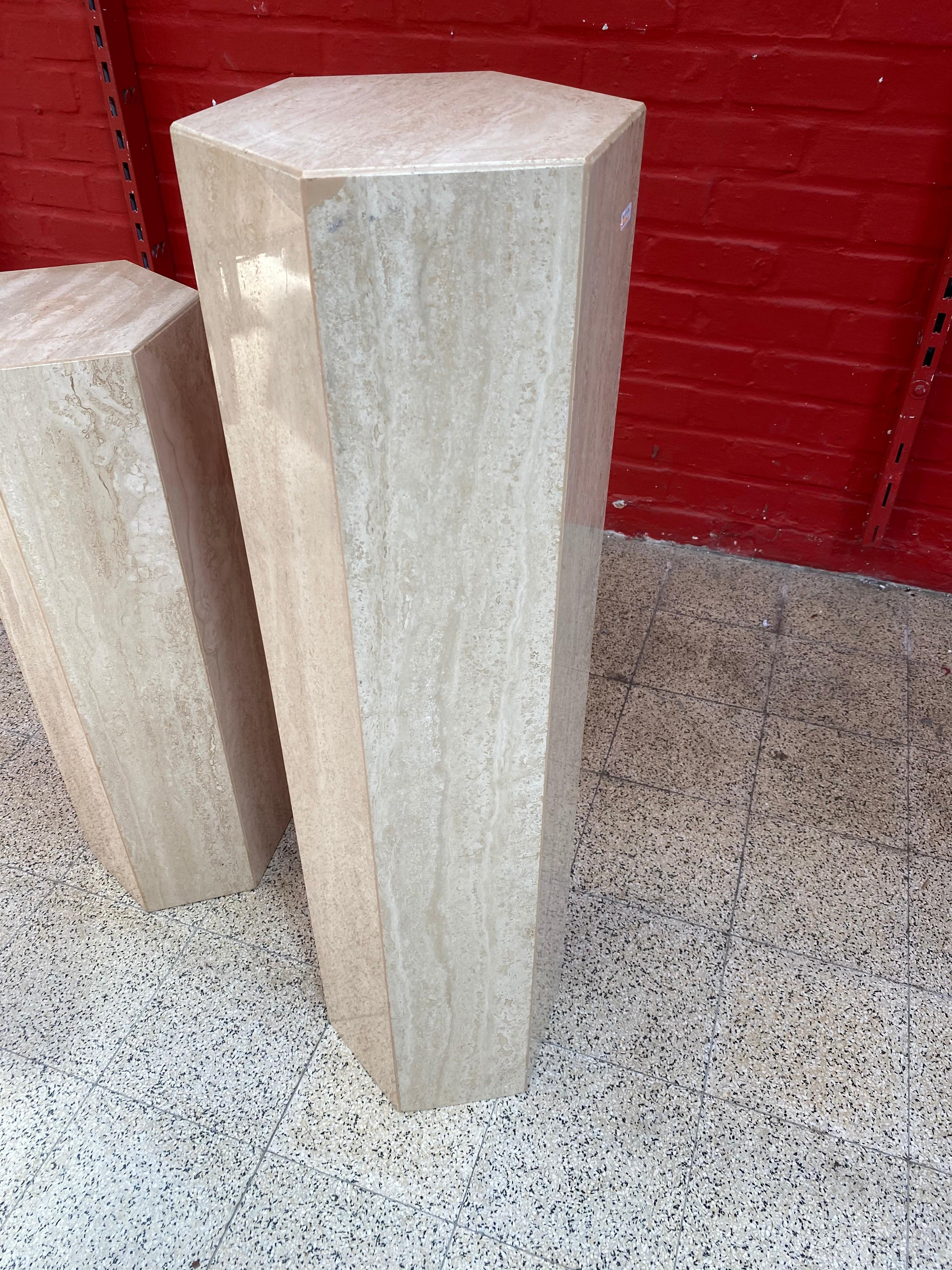 2 Travertine Pedestals circa 1960 the Price is for One For Sale 2