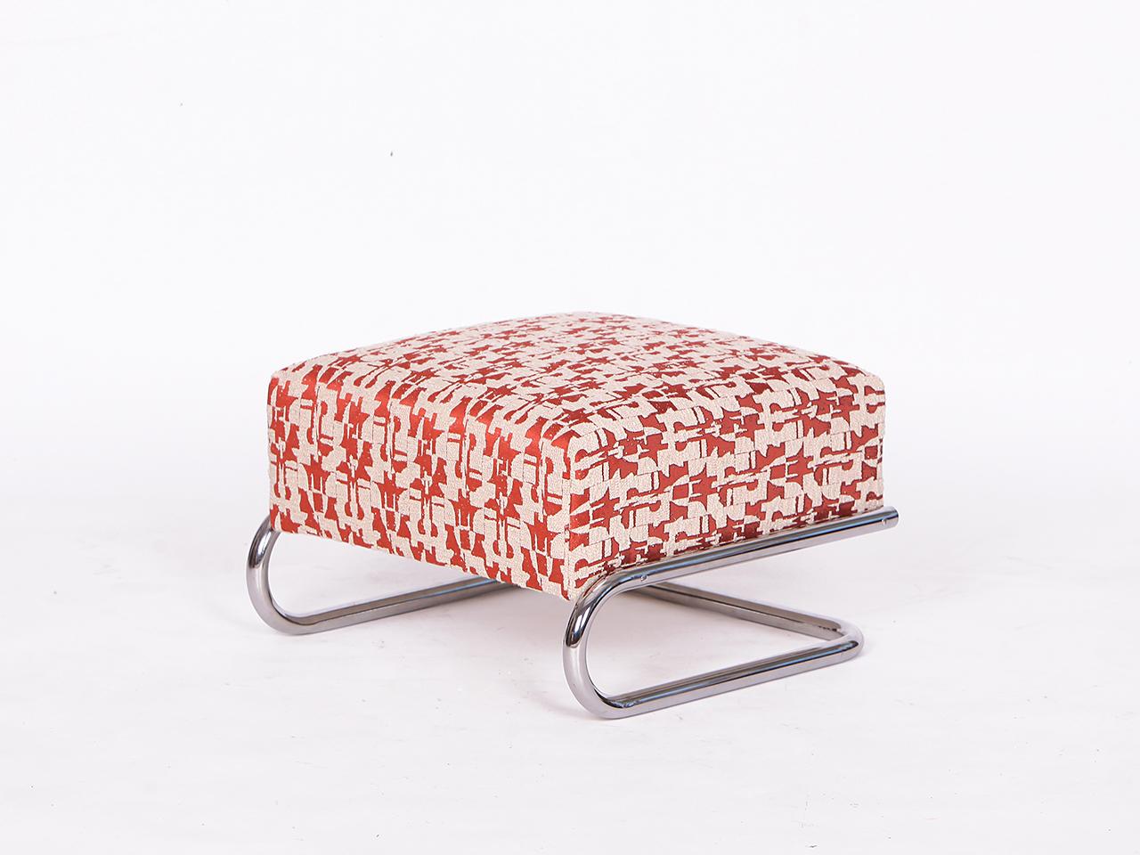 2 Tubular Steel Lounge Chairs with Foot Stool by Mücke-Melder 1930s For Sale 9