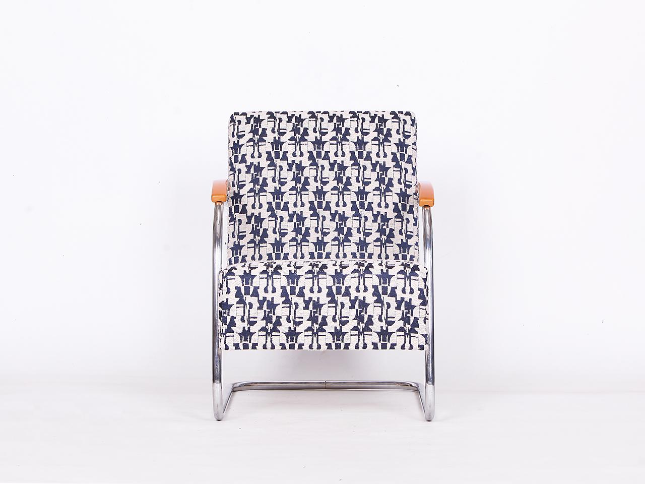 Bauhaus 2 Tubular Steel Lounge Chairs with Foot Stool by Mücke-Melder 1930s For Sale