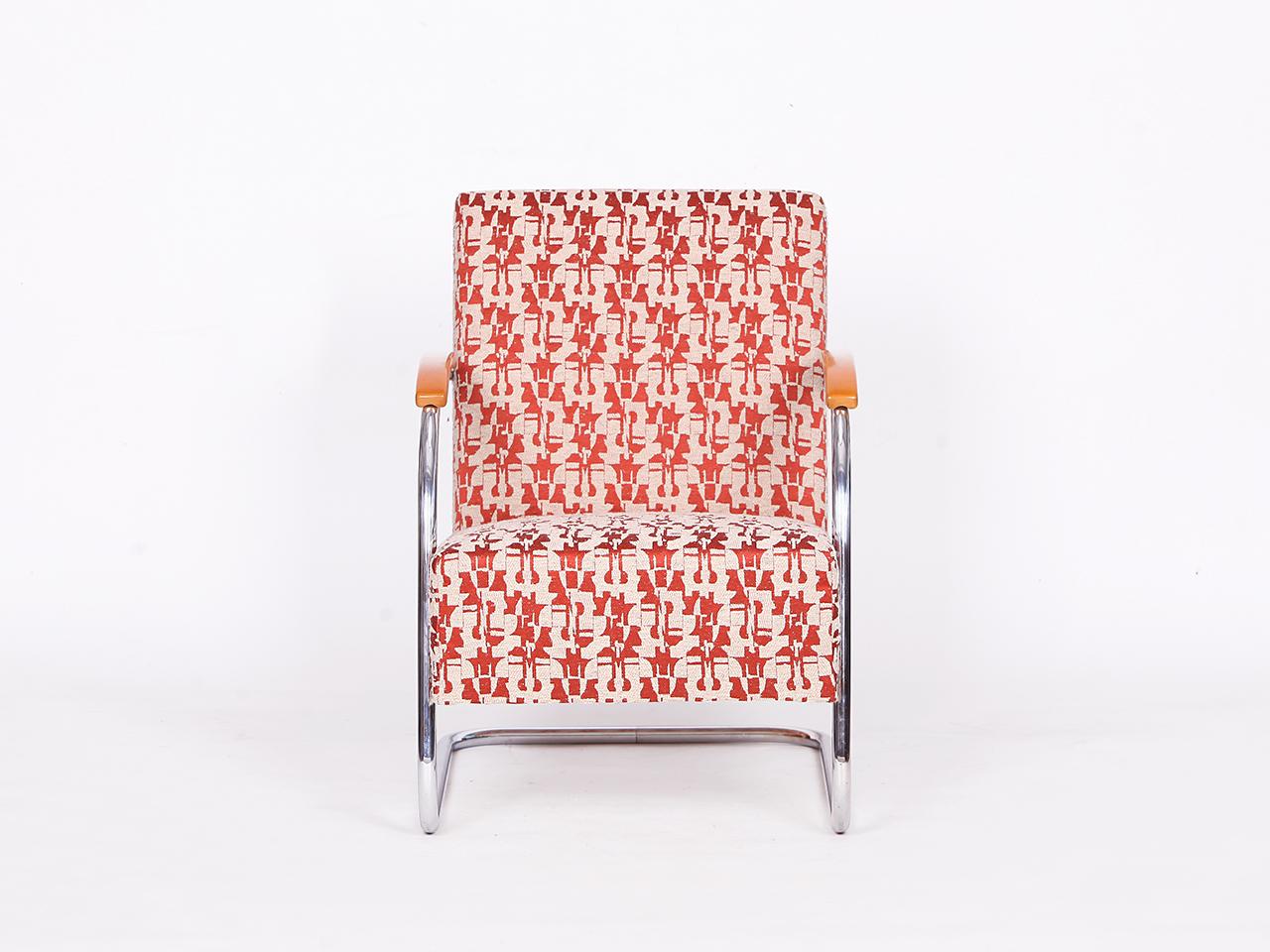 2 Tubular Steel Lounge Chairs with Foot Stool by Mücke-Melder 1930s For Sale 2