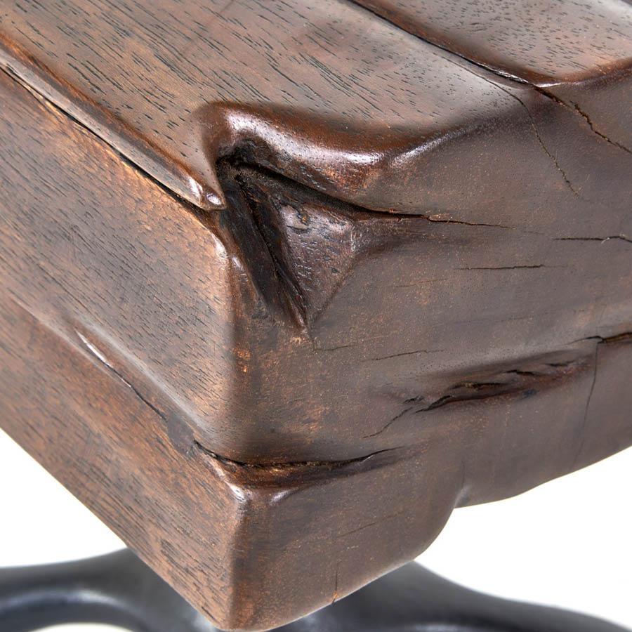 Hardwood 2 Twig Chunk Tables, Hand Carved Ironwood, Cast Aluminum, Jordan Mozer, USA 2017 For Sale