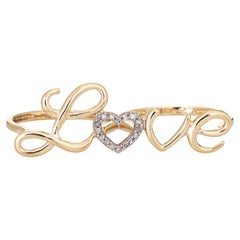Anello d'amore a due dita con diamante Script Estate Jewelry in oro giallo a 10 carati