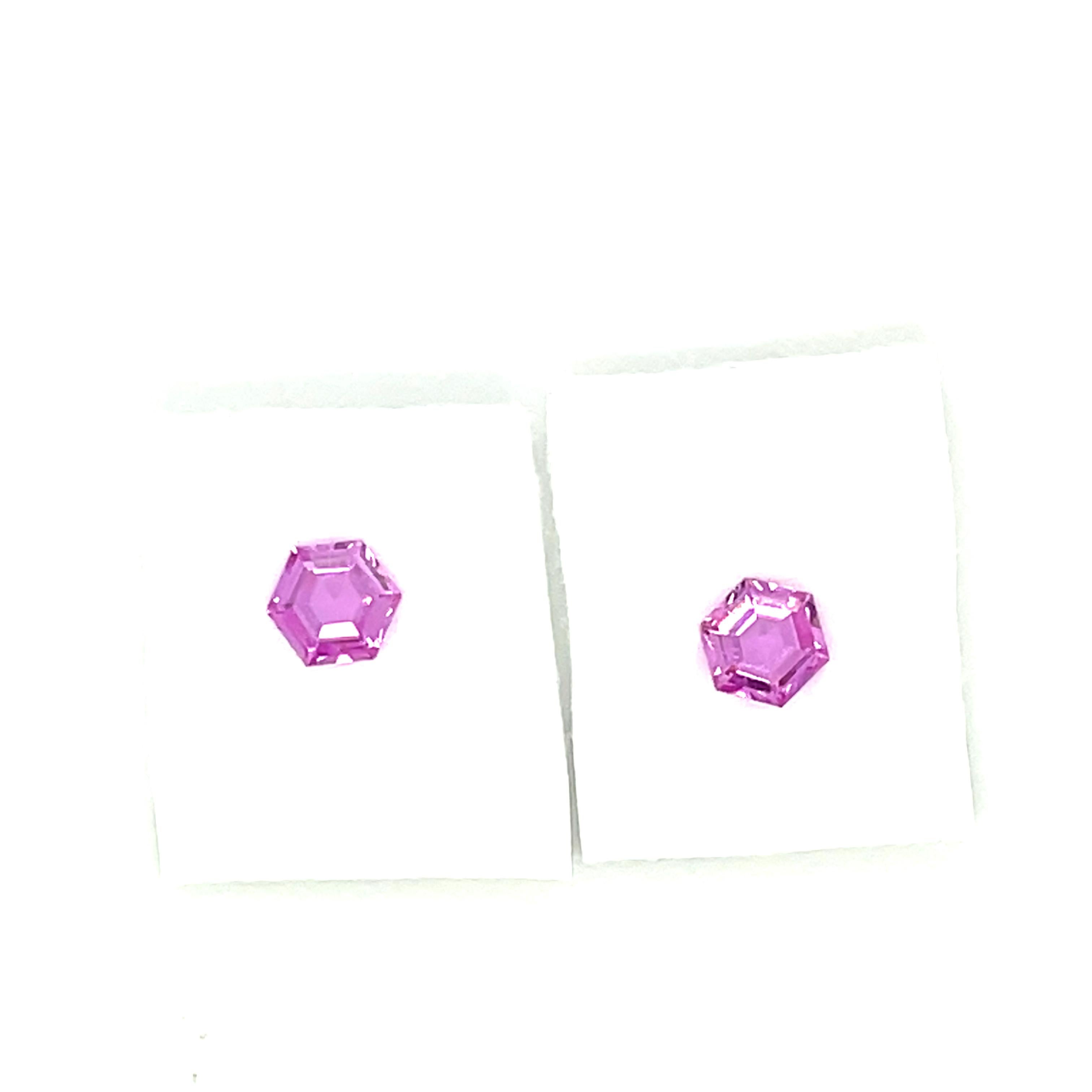 2 Unheated Pink Sapphire Hexagons Cts 0.85 In New Condition For Sale In Hong Kong, HK