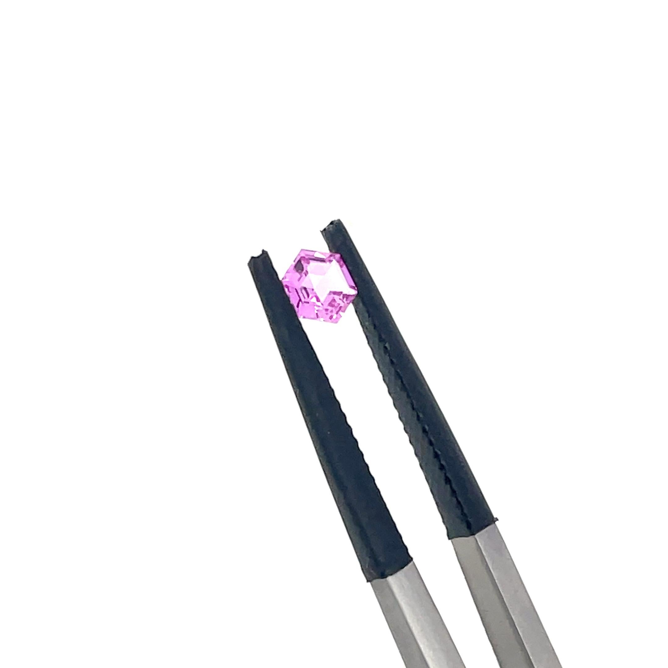 Women's or Men's 2 Unheated Pink Sapphire Hexagons Cts 0.85 For Sale
